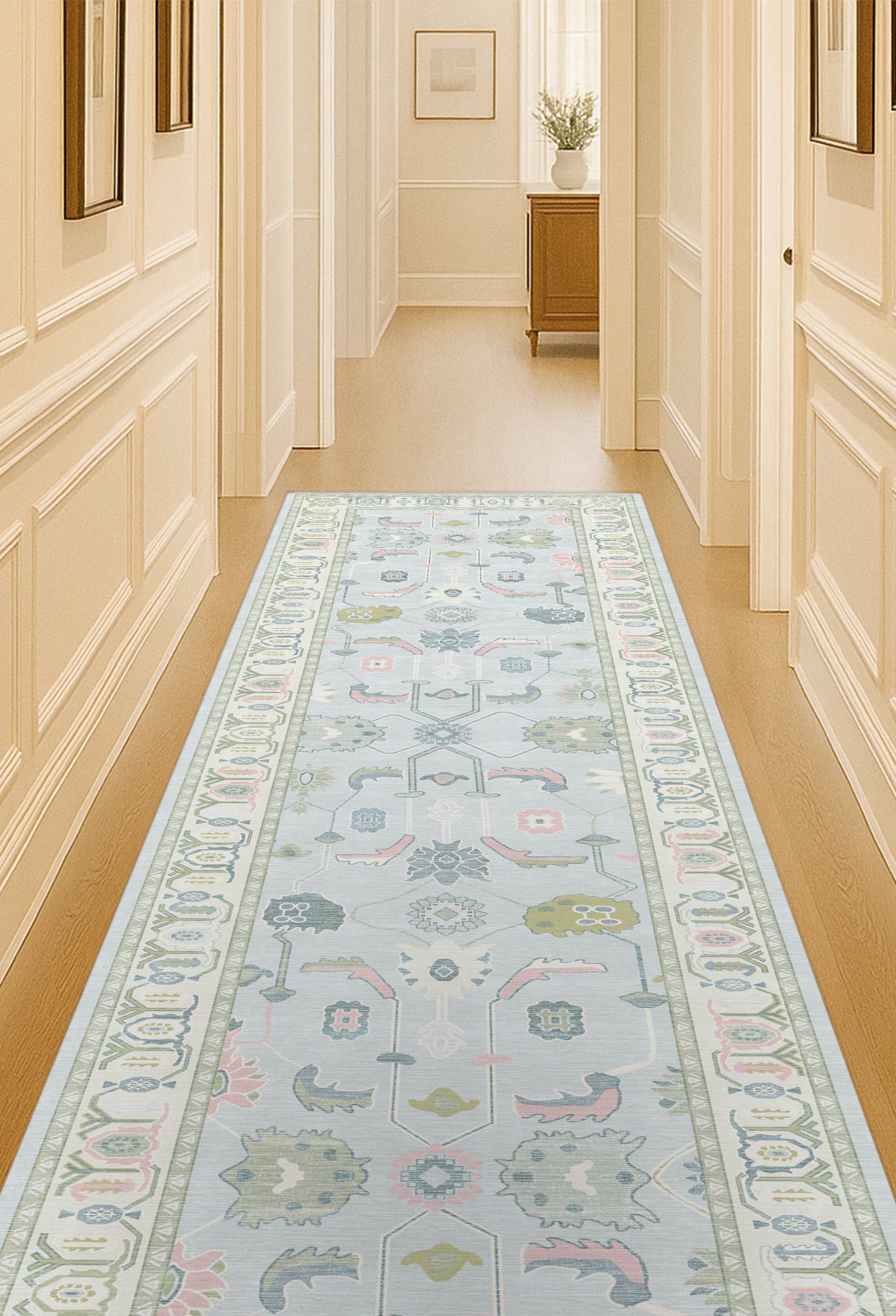 Corinne Pastel Blue Cream Modern Oushak Rug