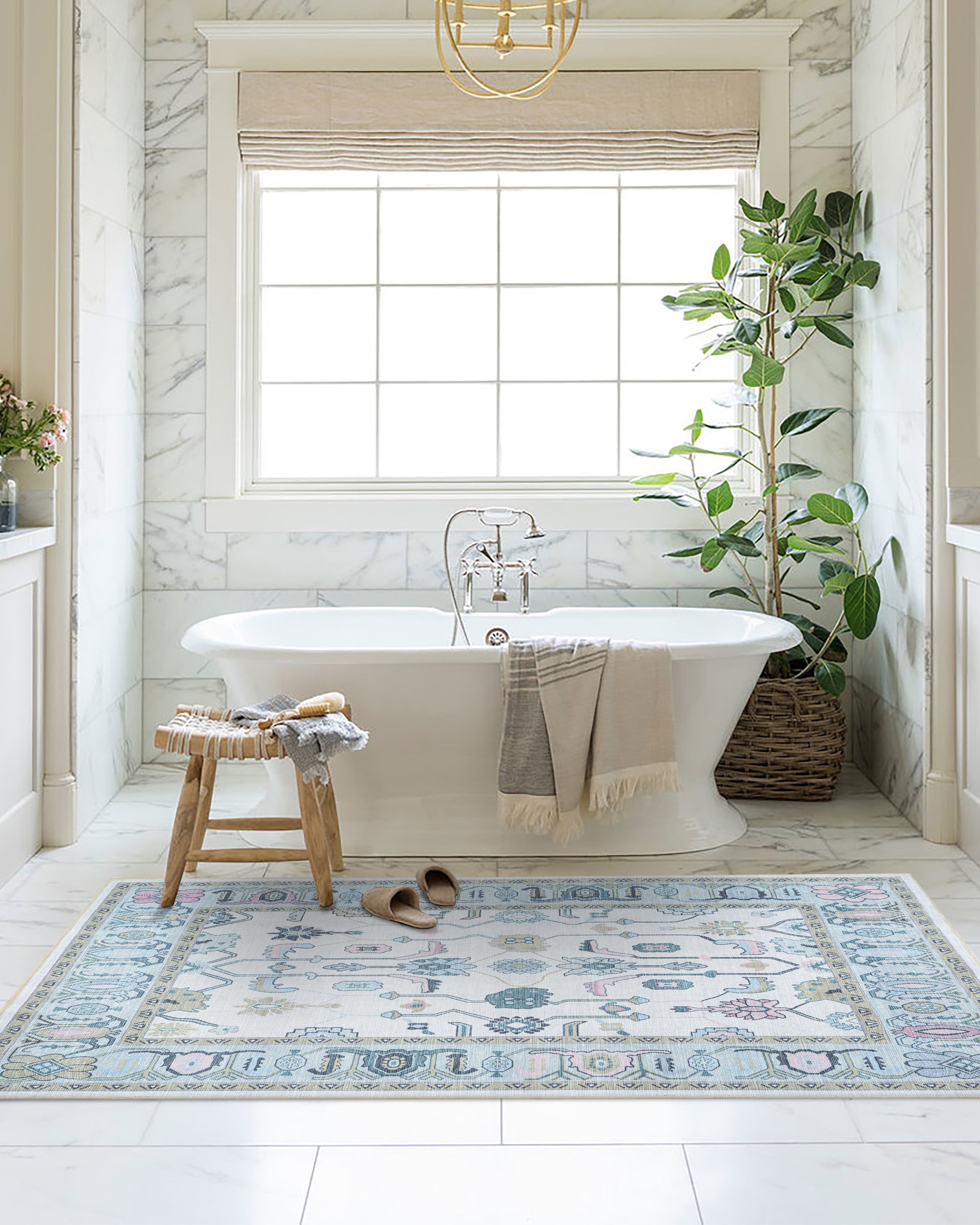 Wafiya Cream Green Modern Oushak Rug