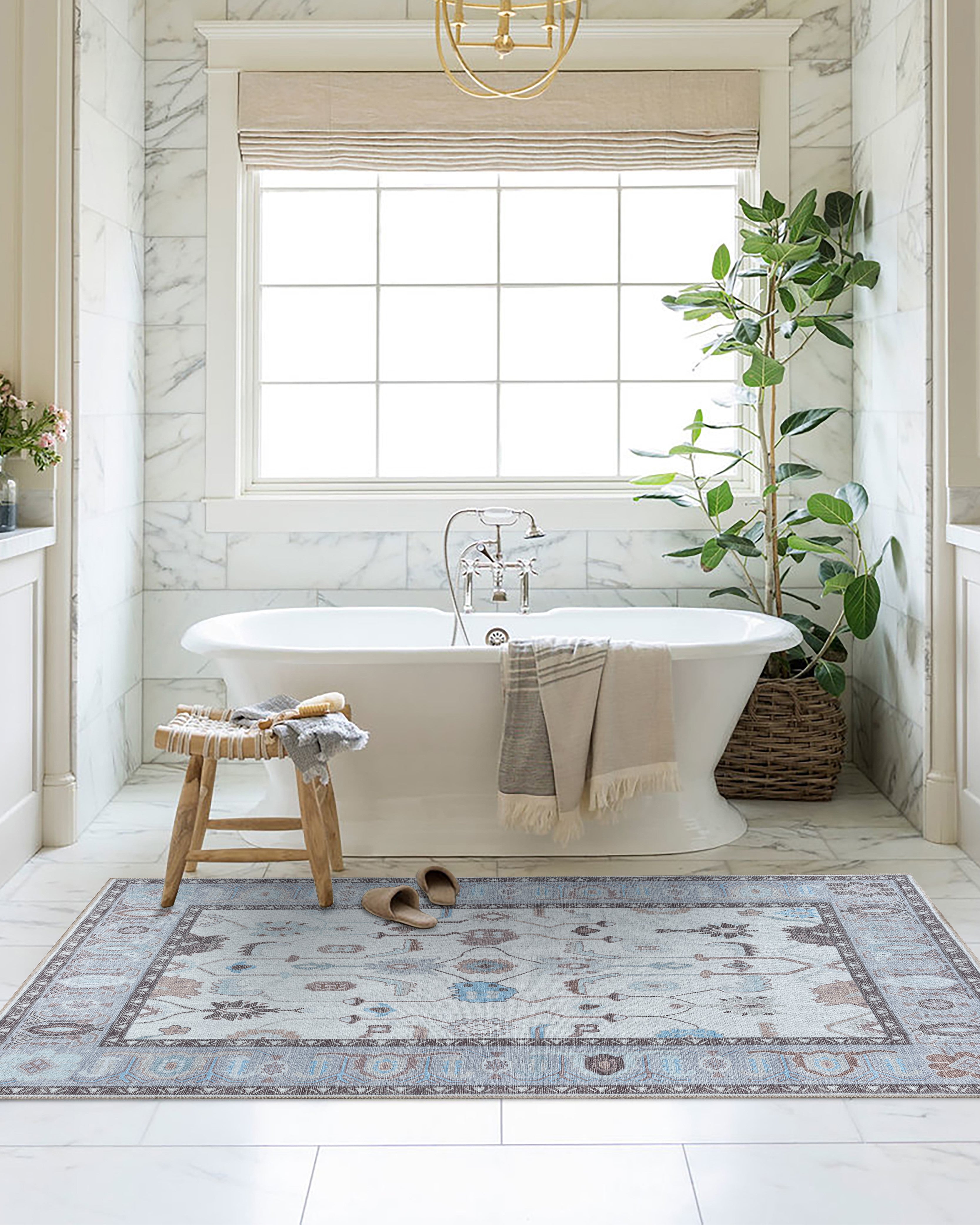 Midha White Gray Brown Modern Oushak Rug