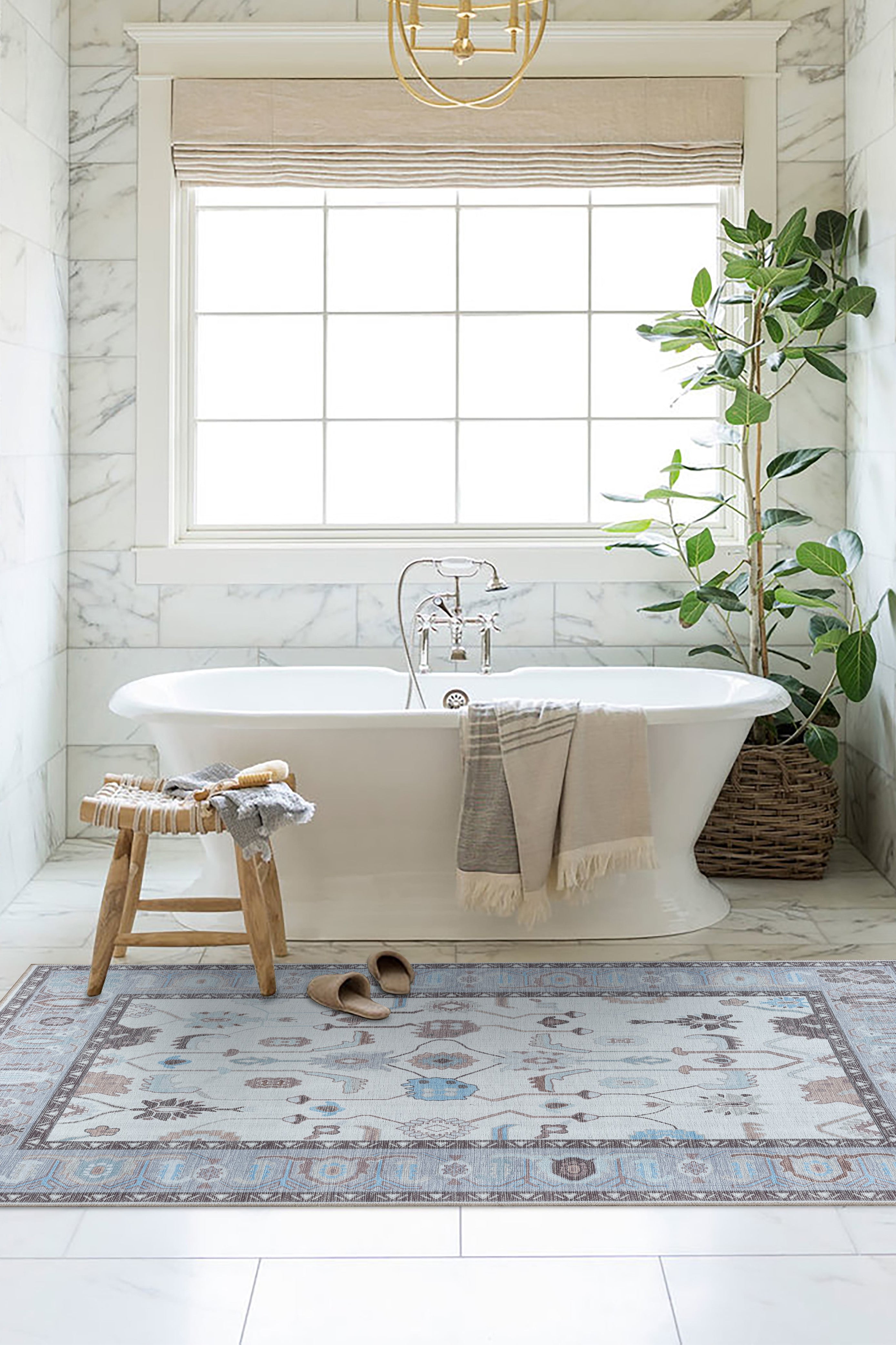 Midha White Gray Brown Modern Oushak Rug