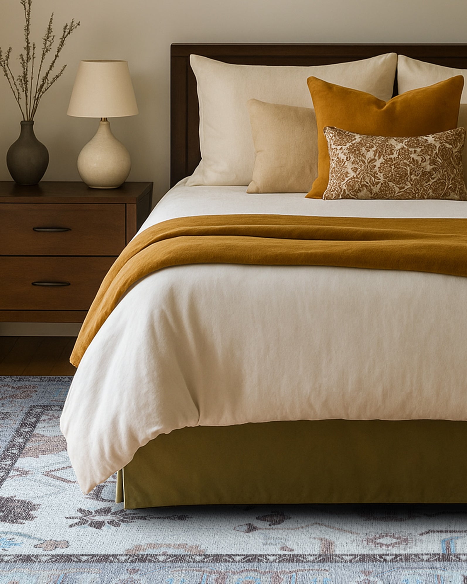 Midha White Gray Brown Modern Oushak Rug