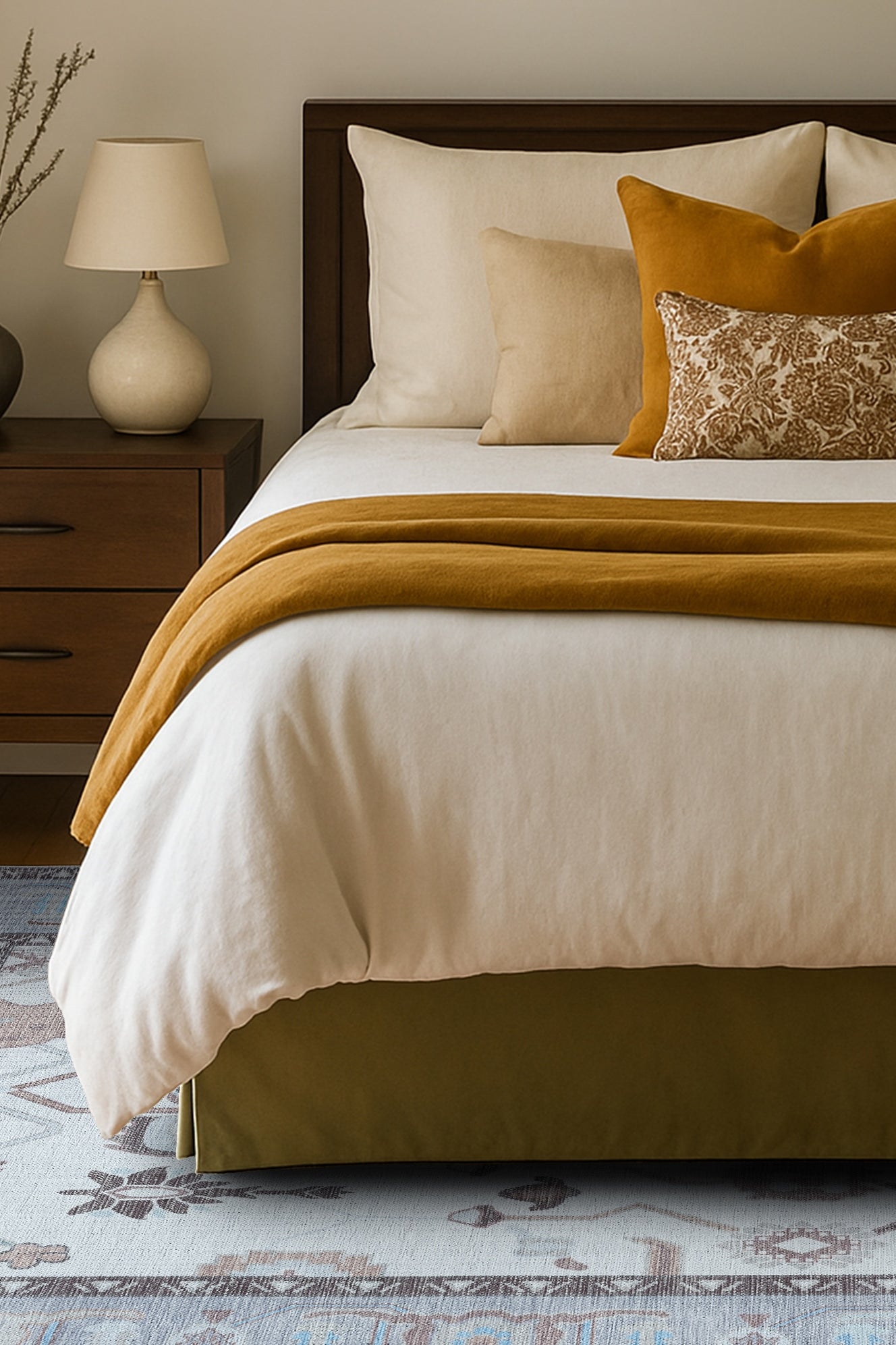 Midha White Gray Brown Modern Oushak Rug