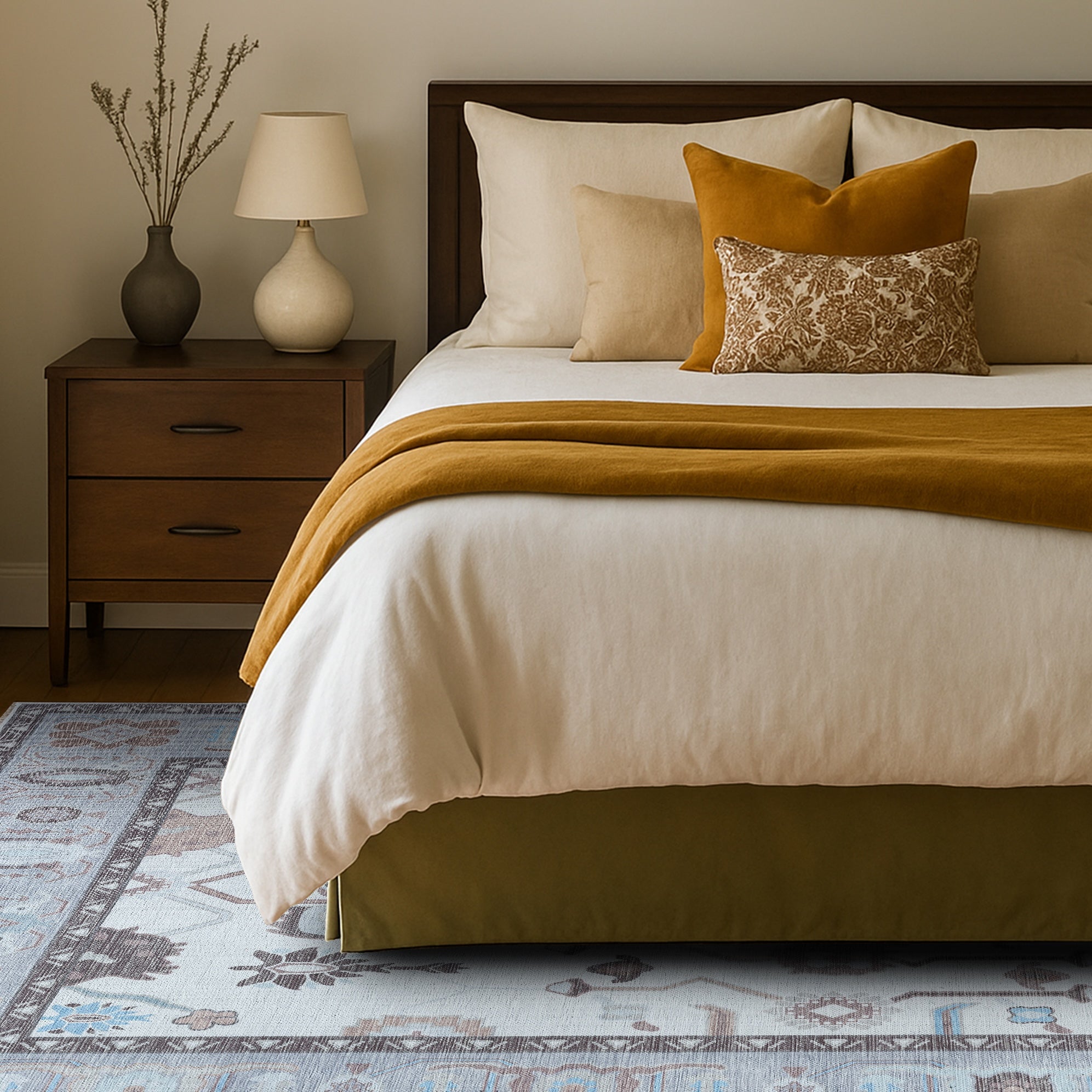 Midha White Gray Brown Modern Oushak Rug