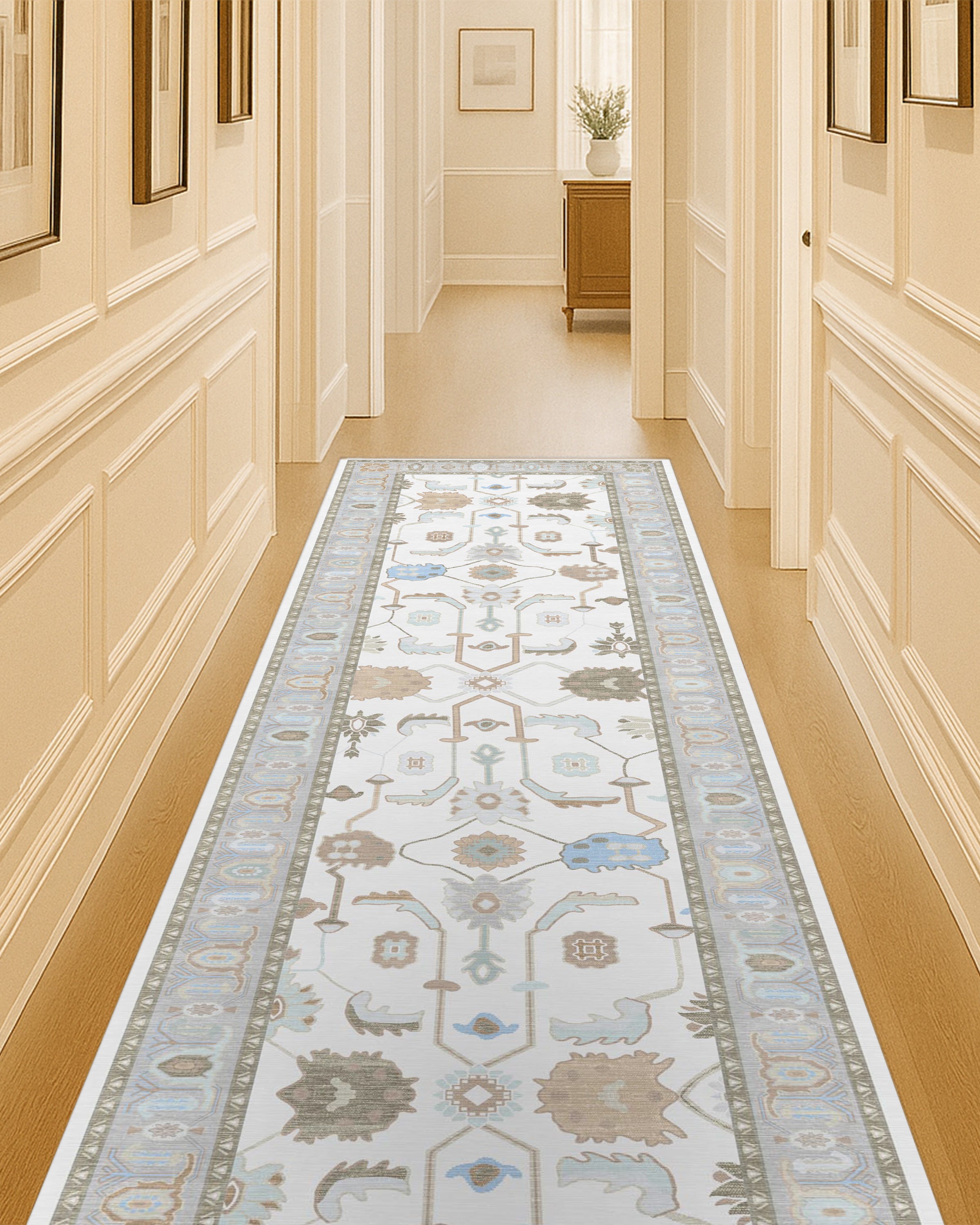 Midha White Gray Brown Modern Oushak Rug