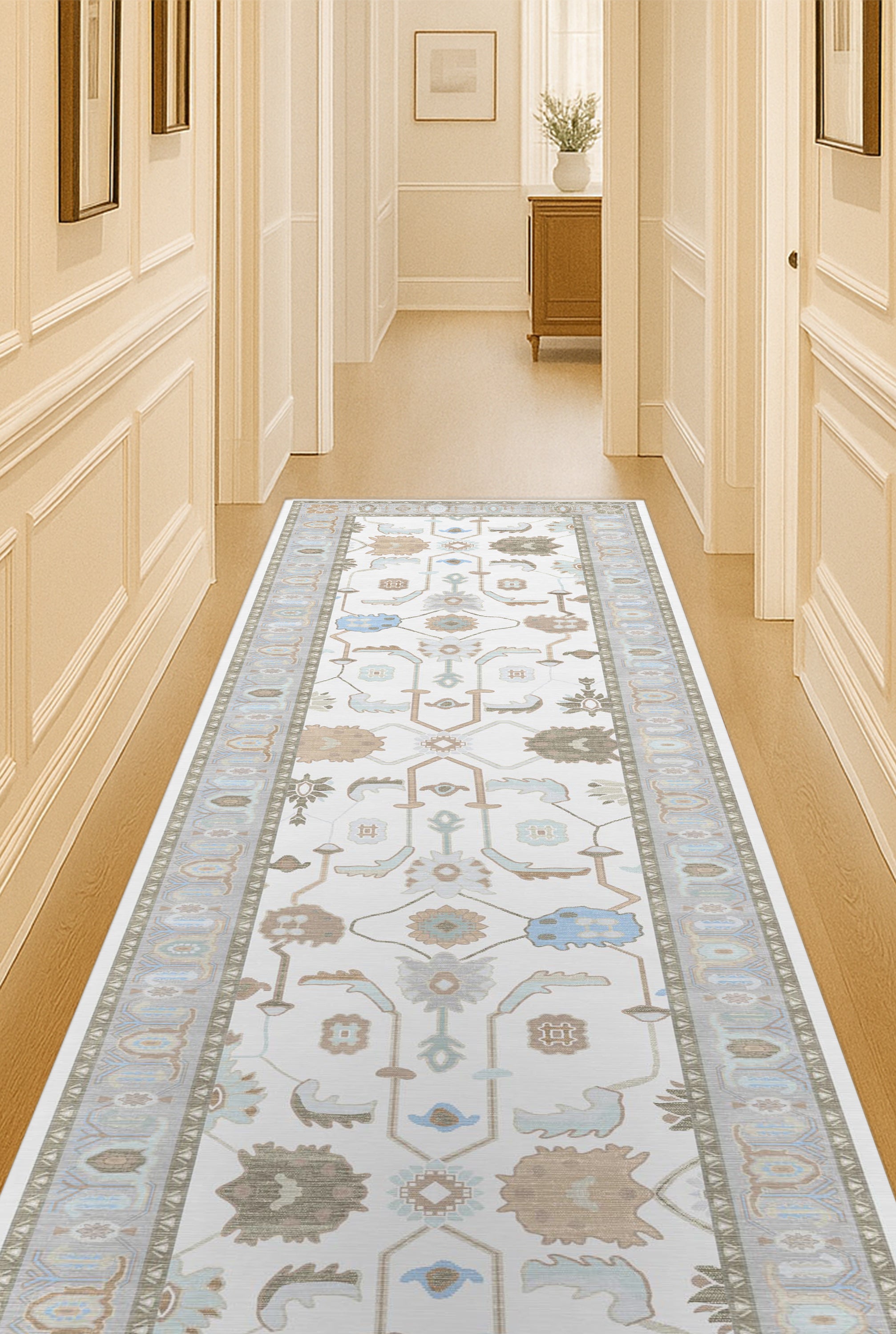 Midha White Gray Brown Modern Oushak Rug