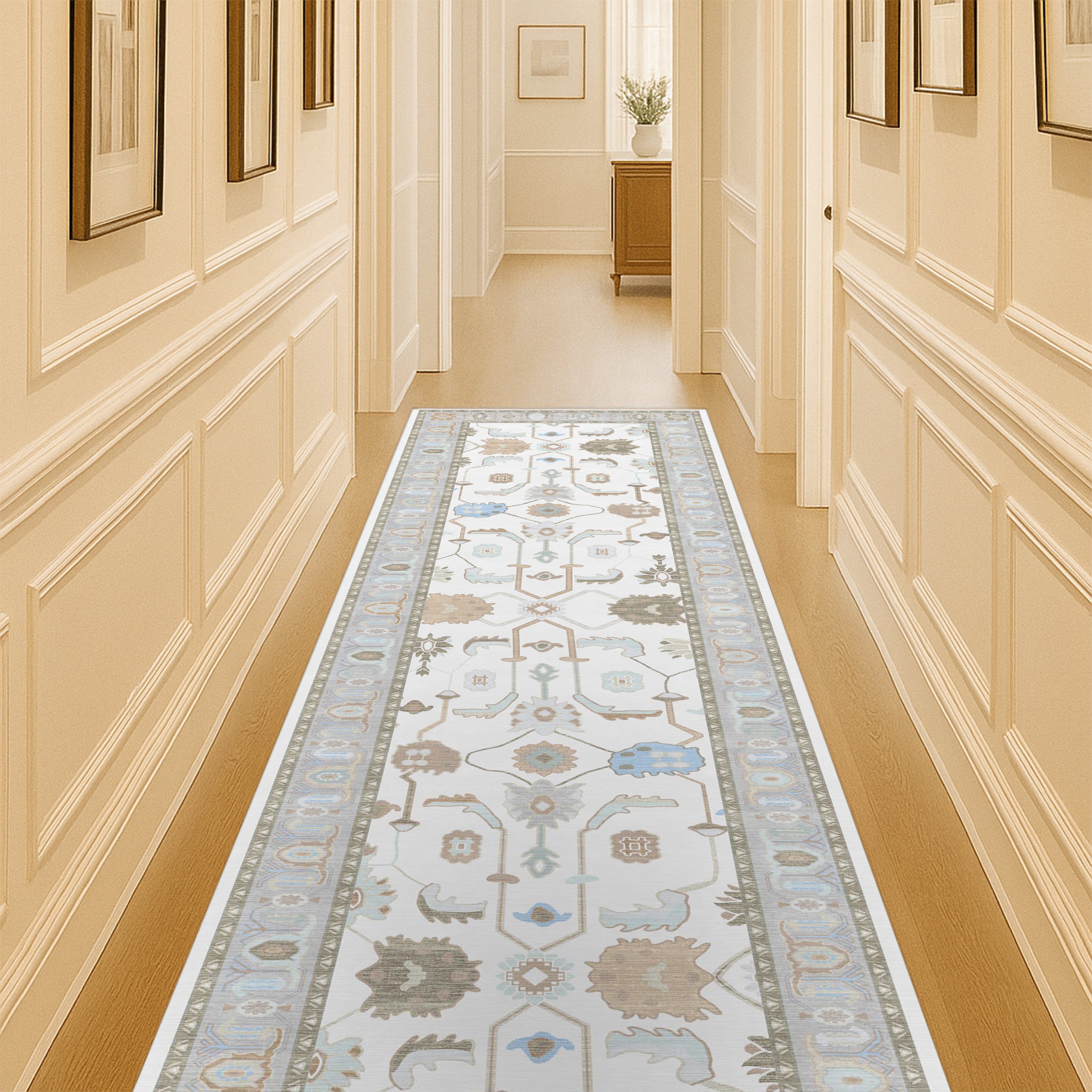 Midha White Gray Brown Modern Oushak Rug