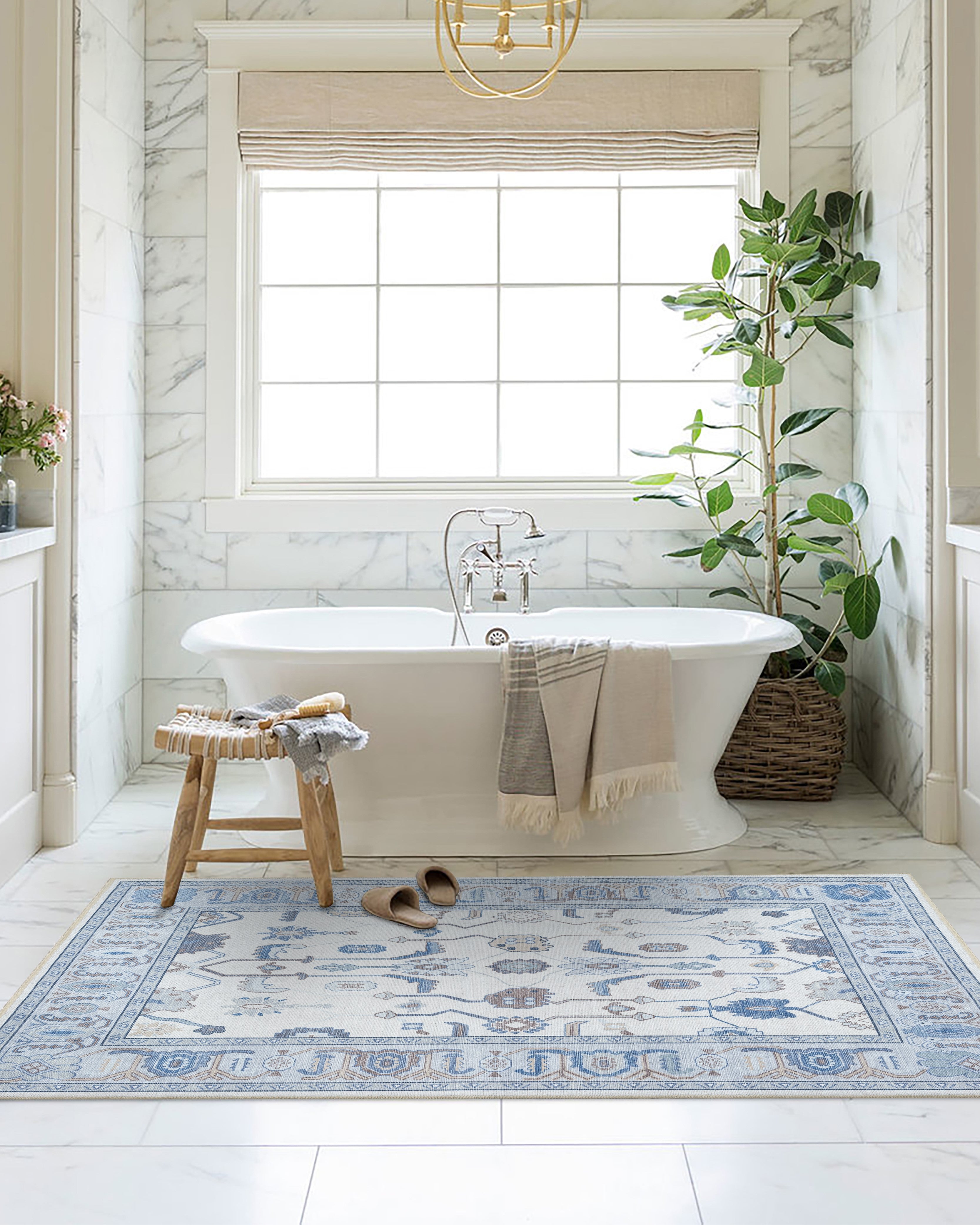 Adler Navy Blue Gray Modern Oushak Rug