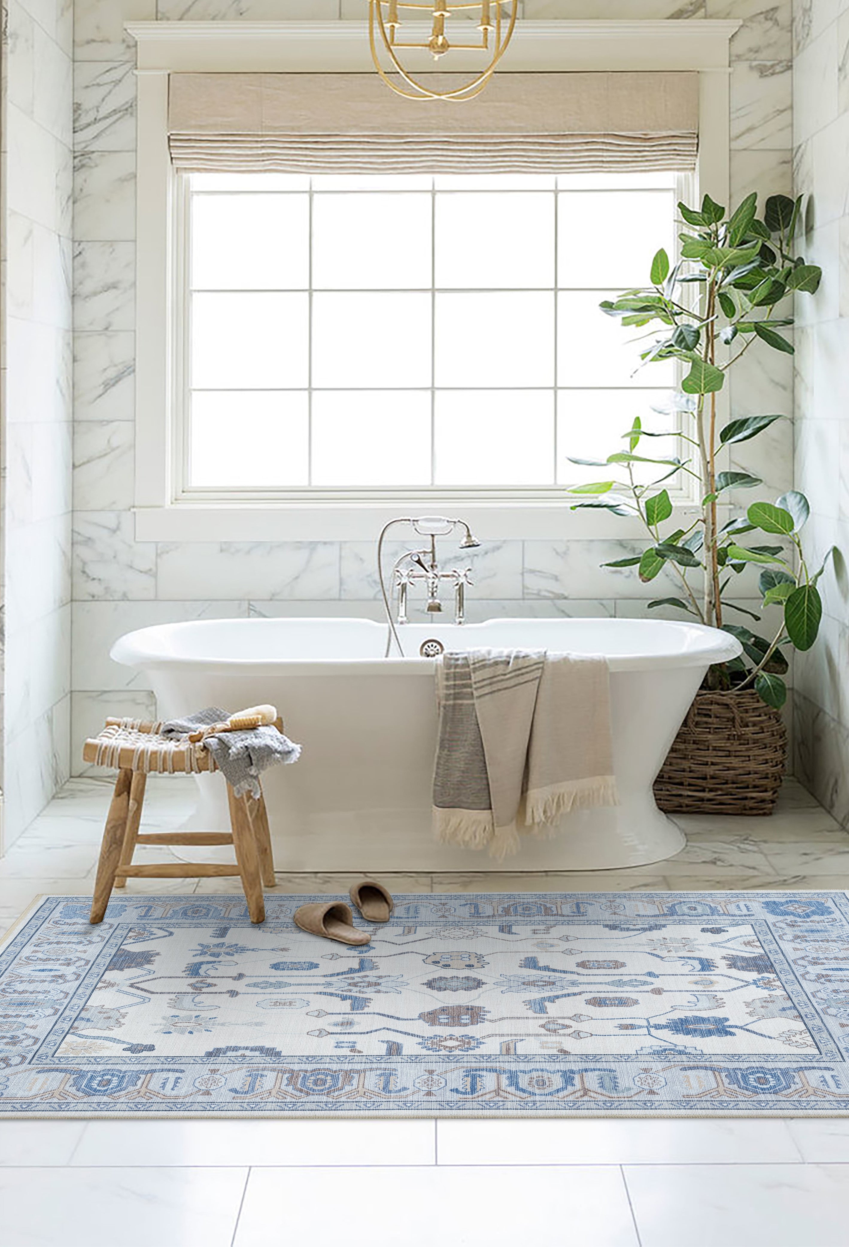 Adler Navy Blue Gray Modern Oushak Rug