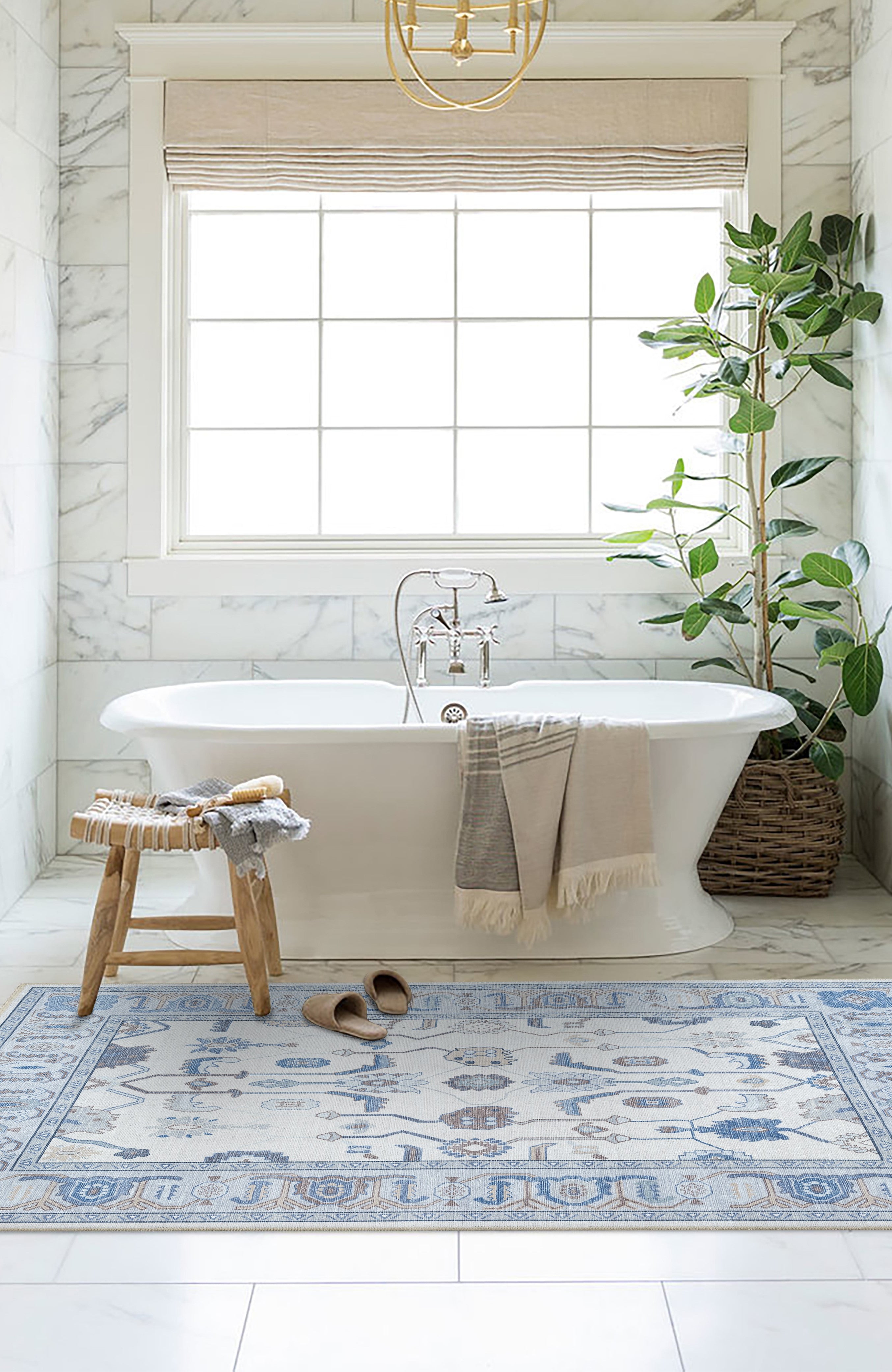 Adler Navy Blue Gray Modern Oushak Rug