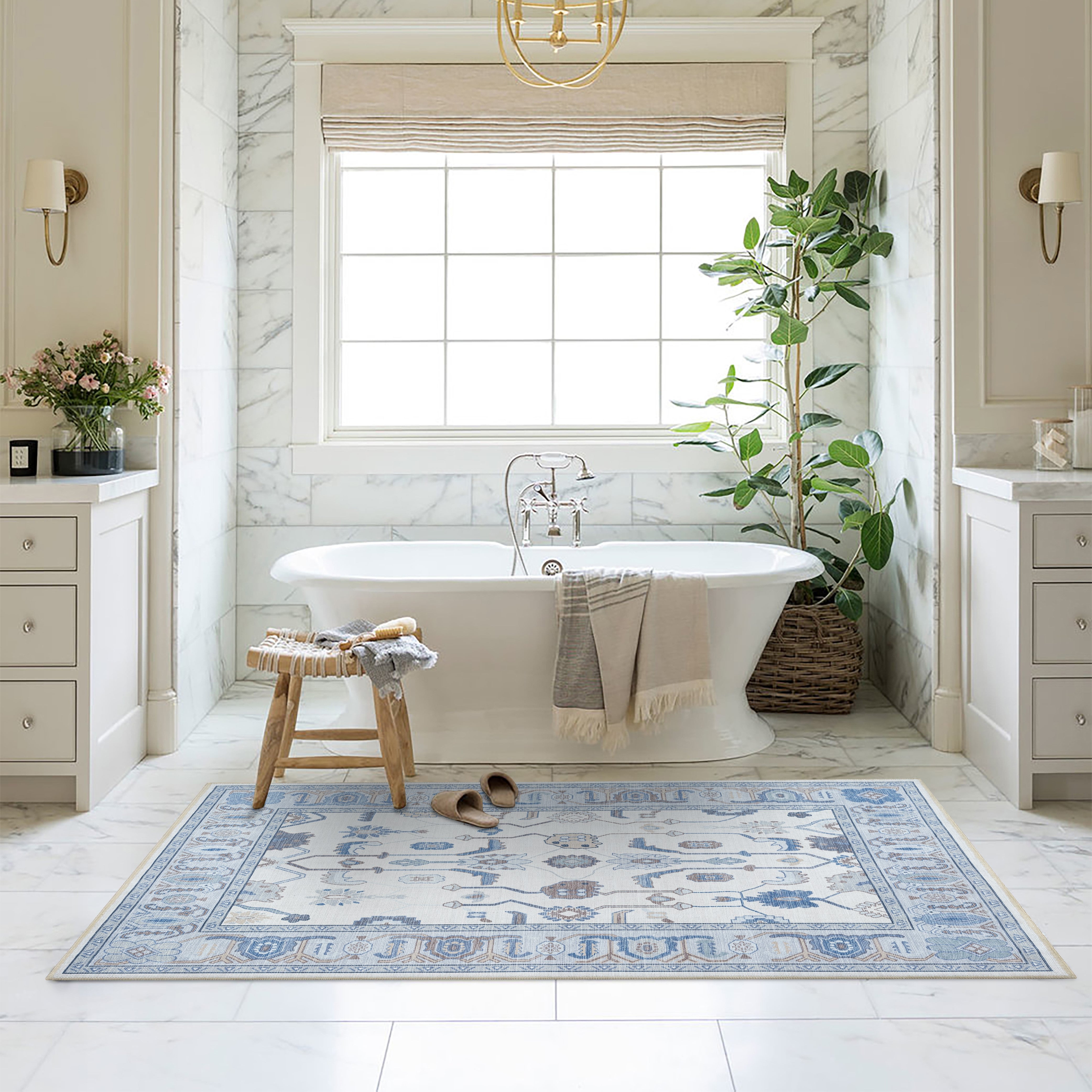 Adler Navy Blue Gray Modern Oushak Rug