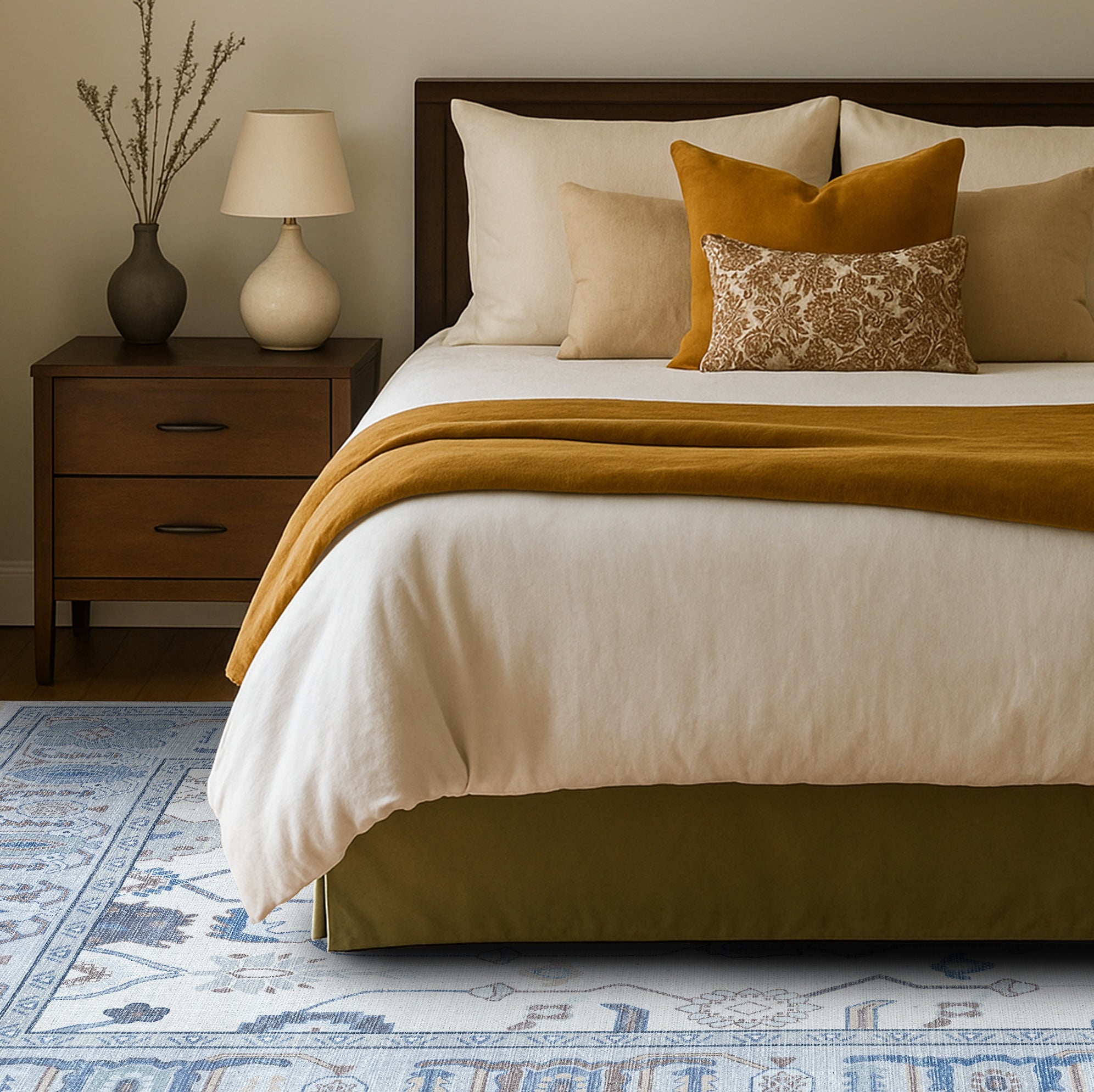 Adler Navy Blue Gray Modern Oushak Rug