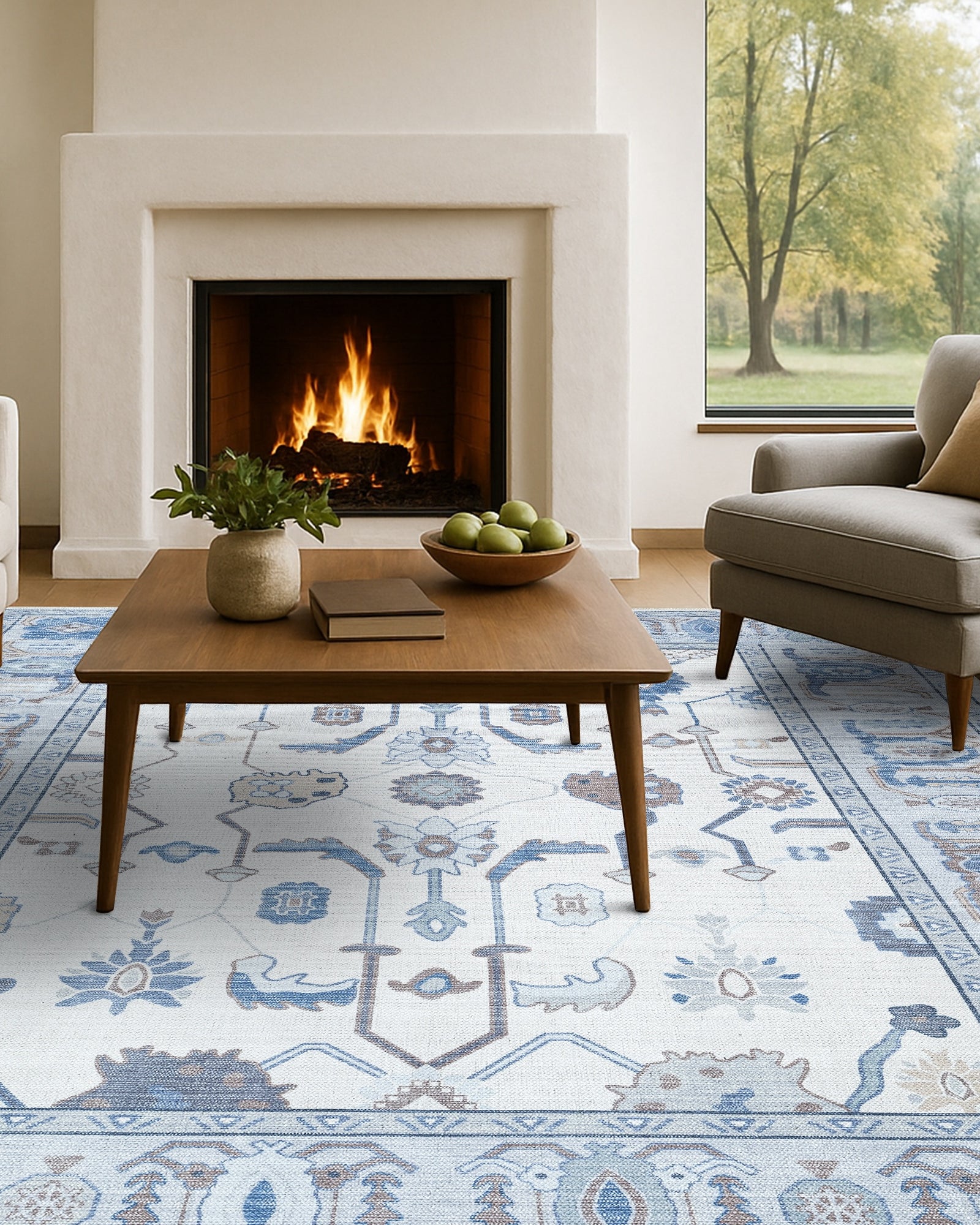 Adler Navy Blue Gray Modern Oushak Rug