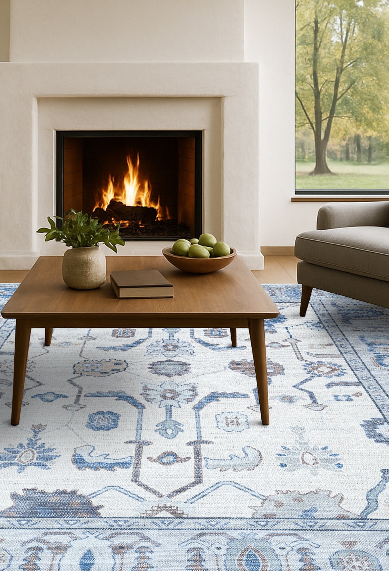 Adler Navy Blue Gray Modern Oushak Rug