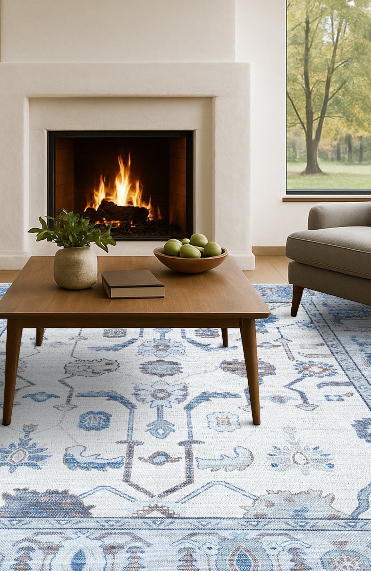 Adler Navy Blue Gray Modern Oushak Rug