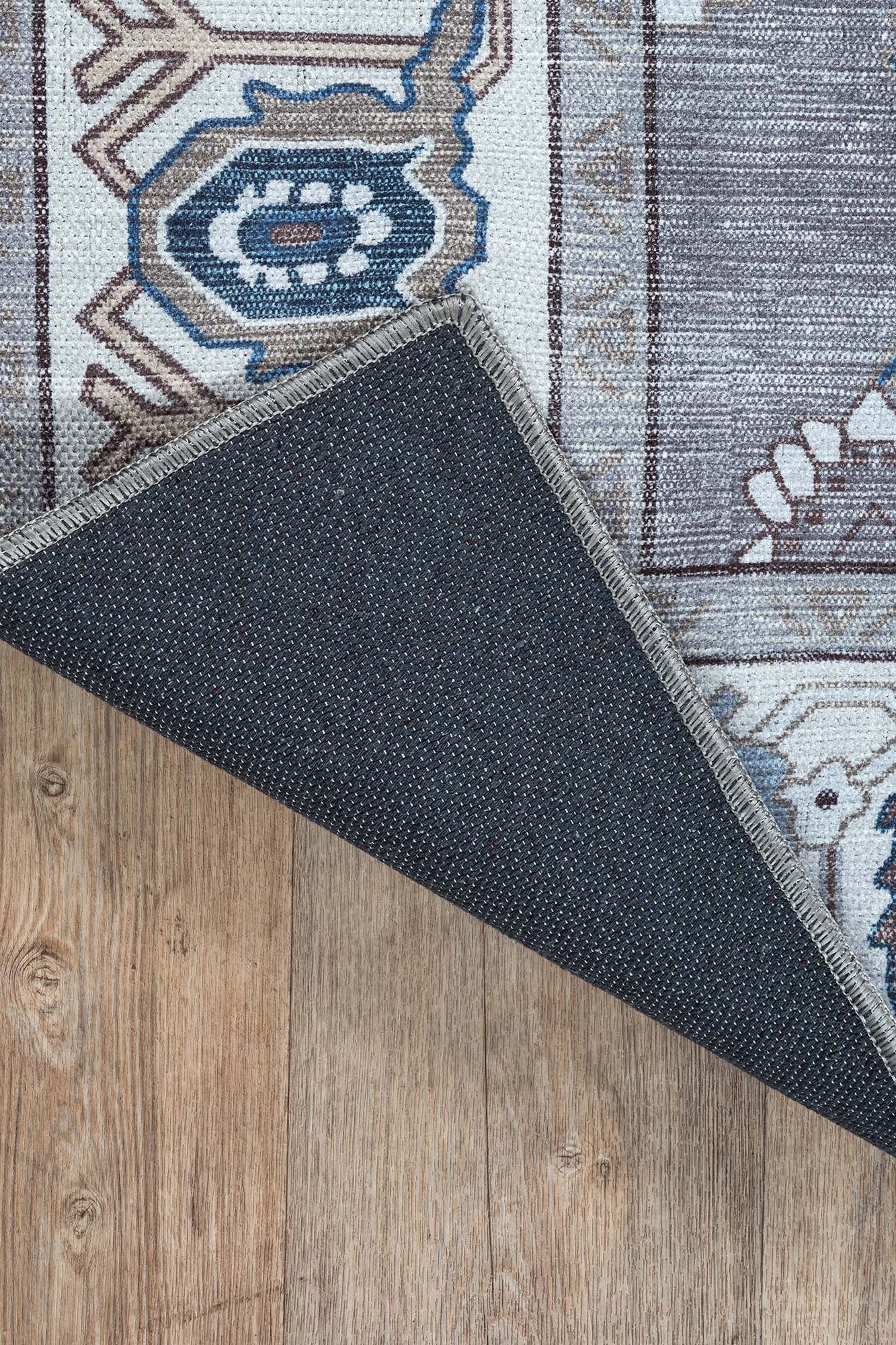 Naila Dark Gray Navy Blue Modern Oushak Rug