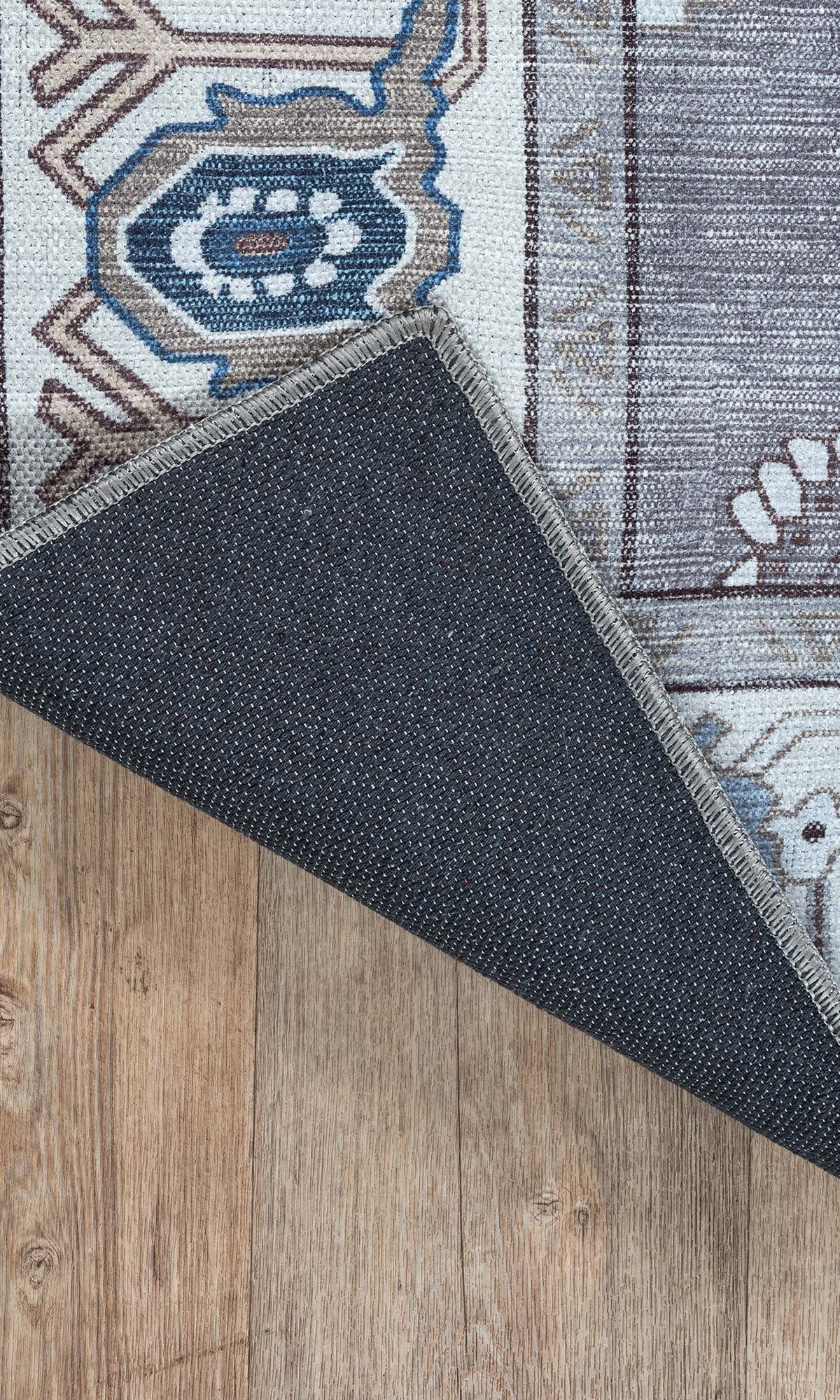 Naila Dark Gray Navy Blue Modern Oushak Rug