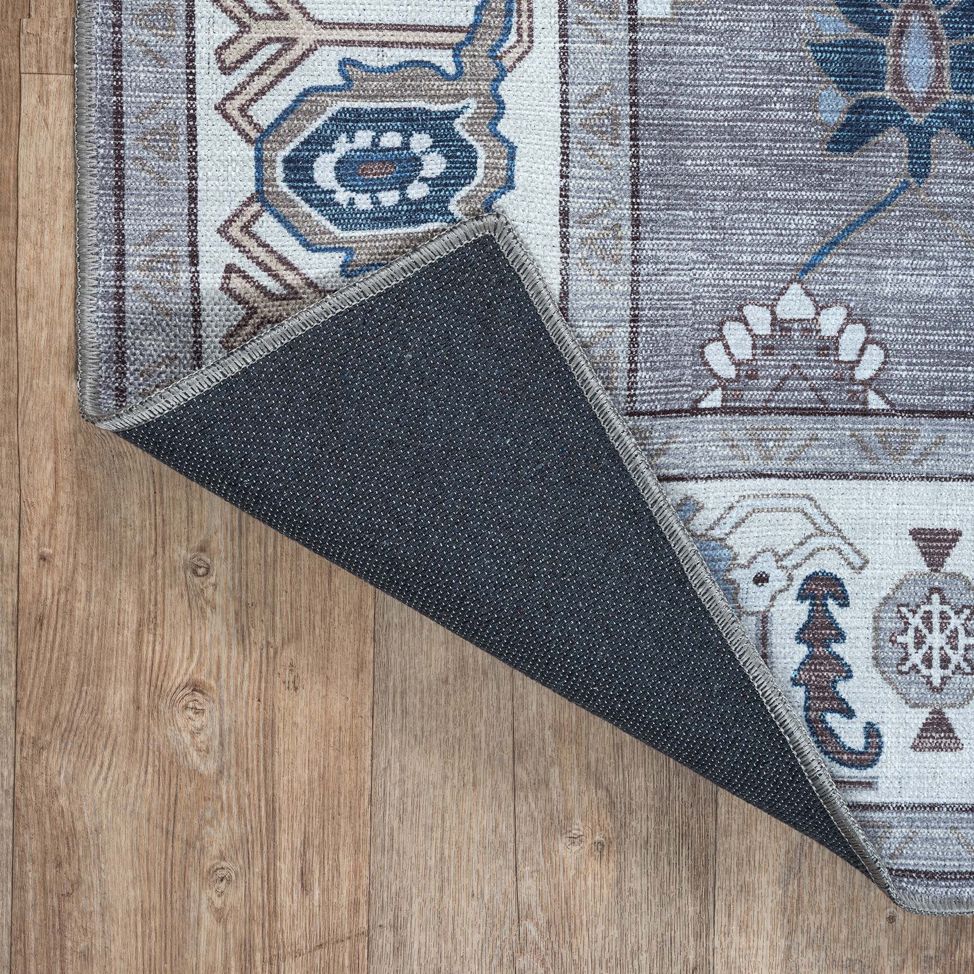Naila Dark Gray Navy Blue Modern Oushak Rug