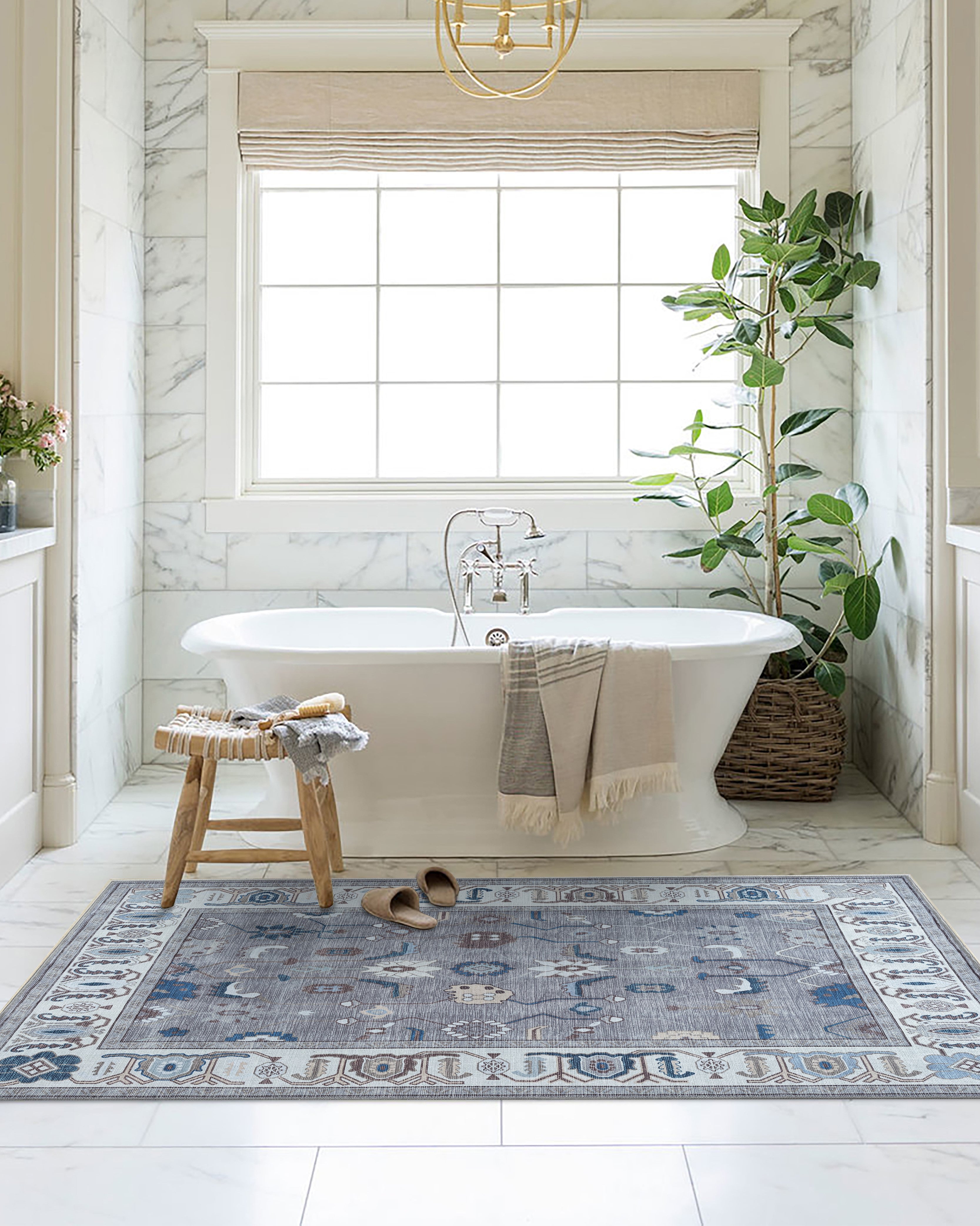 Naila Dark Gray Navy Blue Modern Oushak Rug