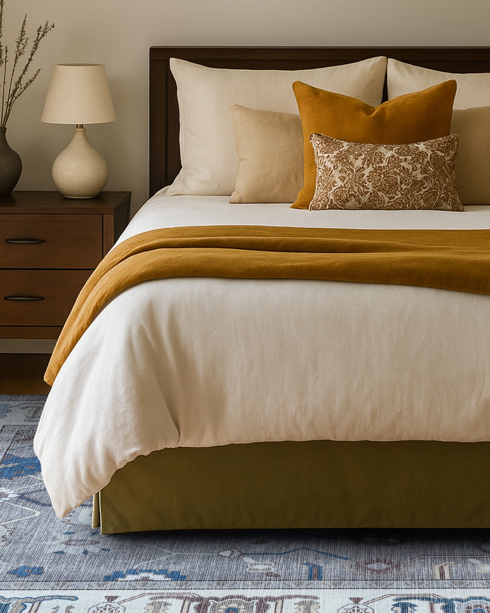 Naila Dark Gray Navy Blue Modern Oushak Rug