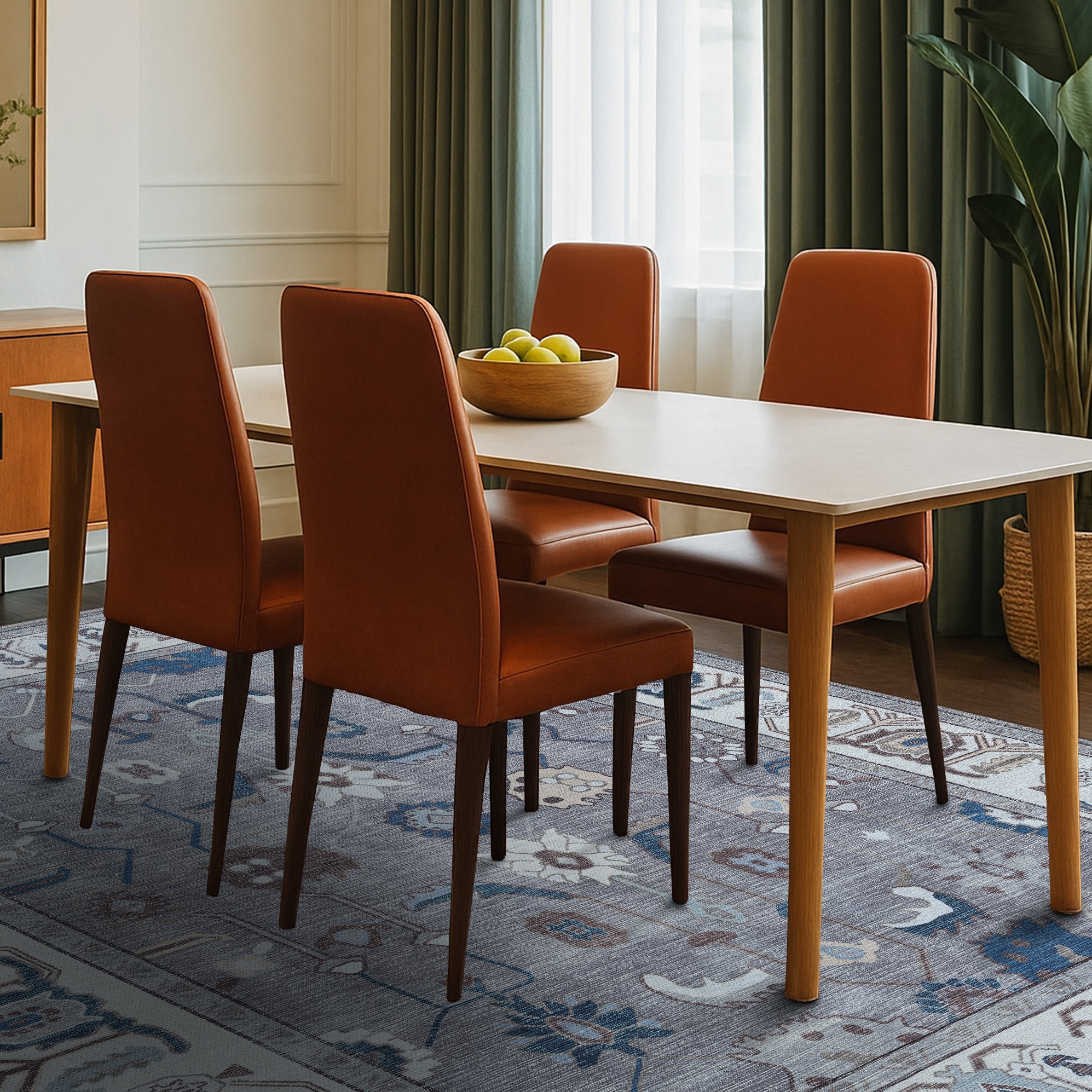 Naila Dark Gray Navy Blue Modern Oushak Rug