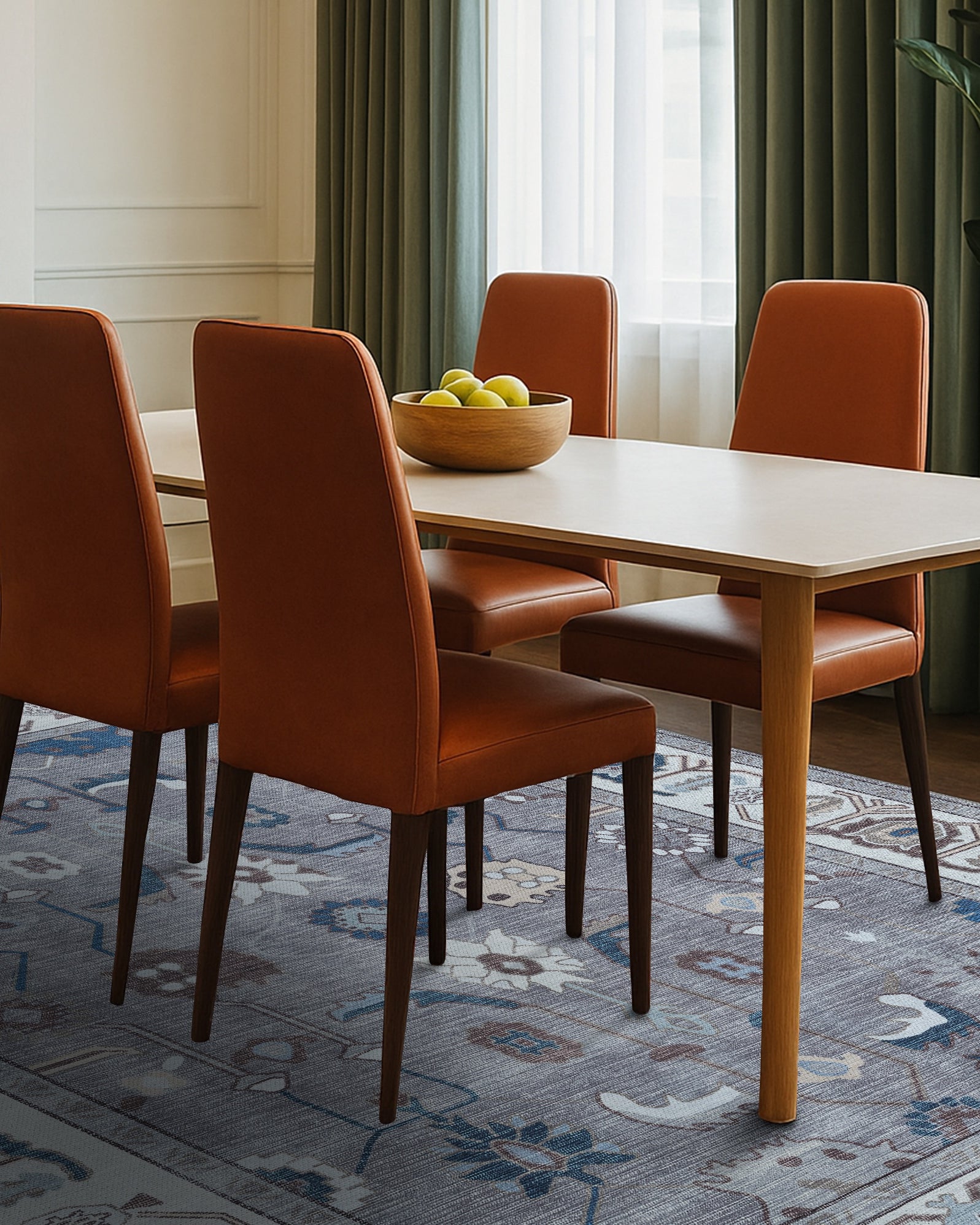 Naila Dark Gray Navy Blue Modern Oushak Rug