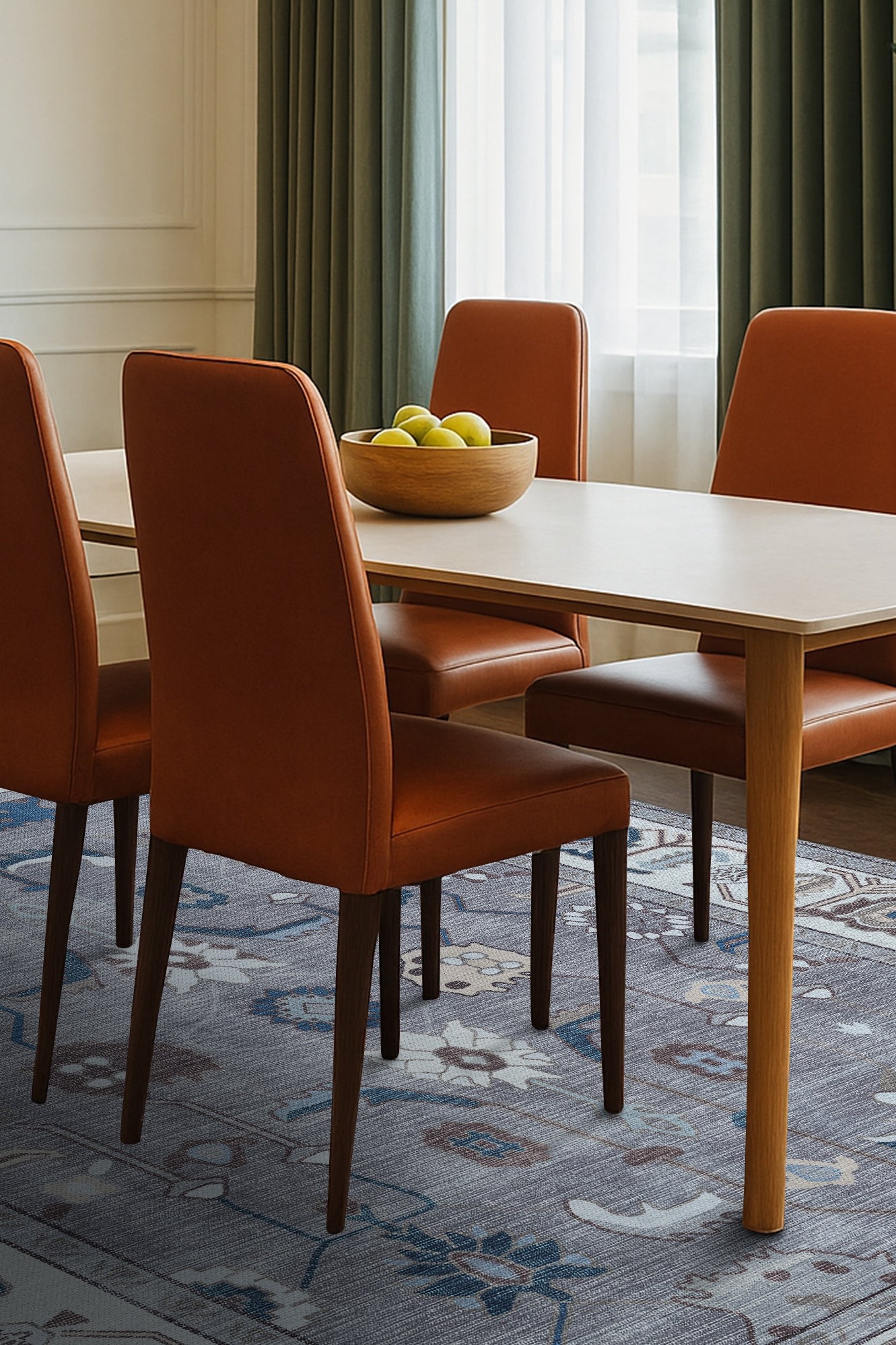 Naila Dark Gray Navy Blue Modern Oushak Rug