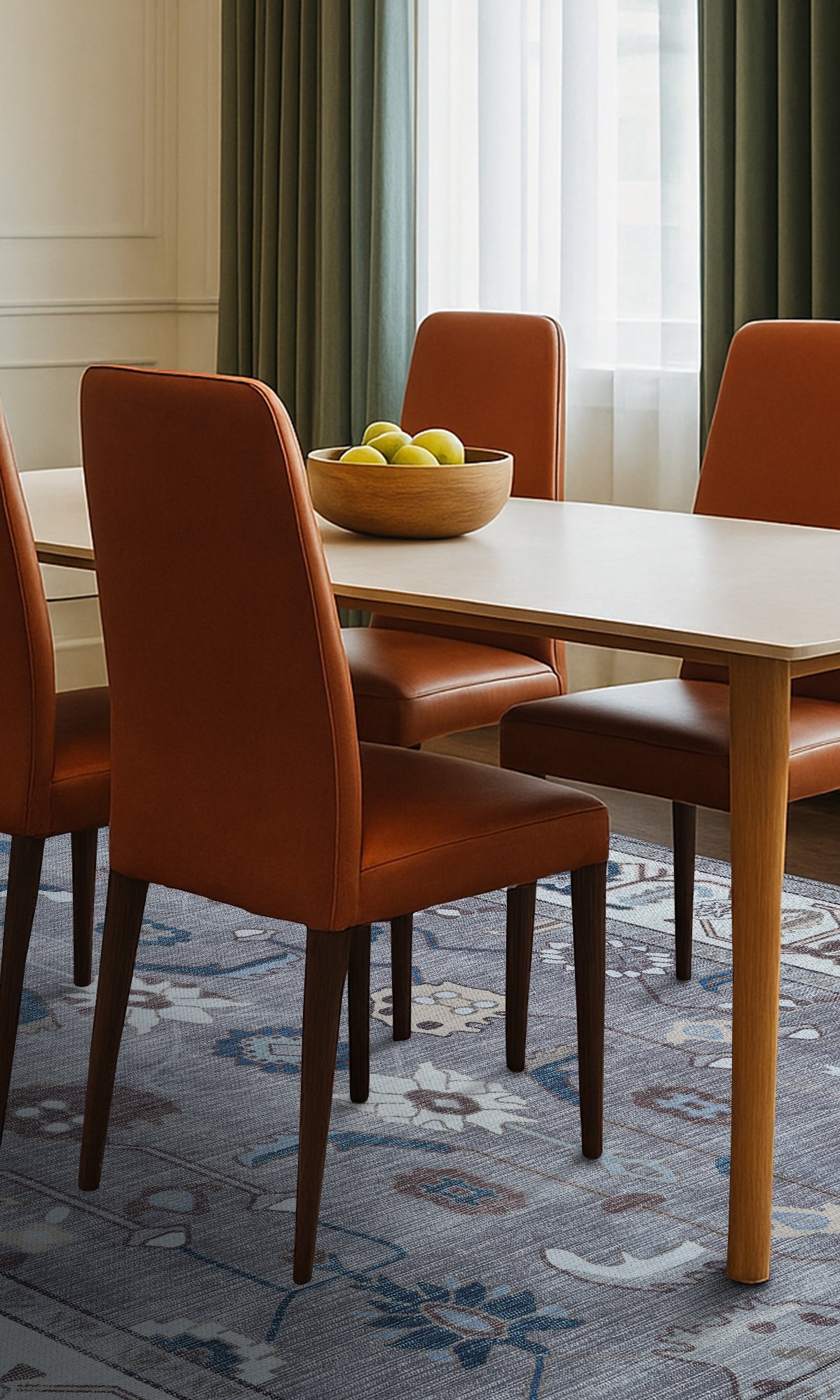 Naila Dark Gray Navy Blue Modern Oushak Rug