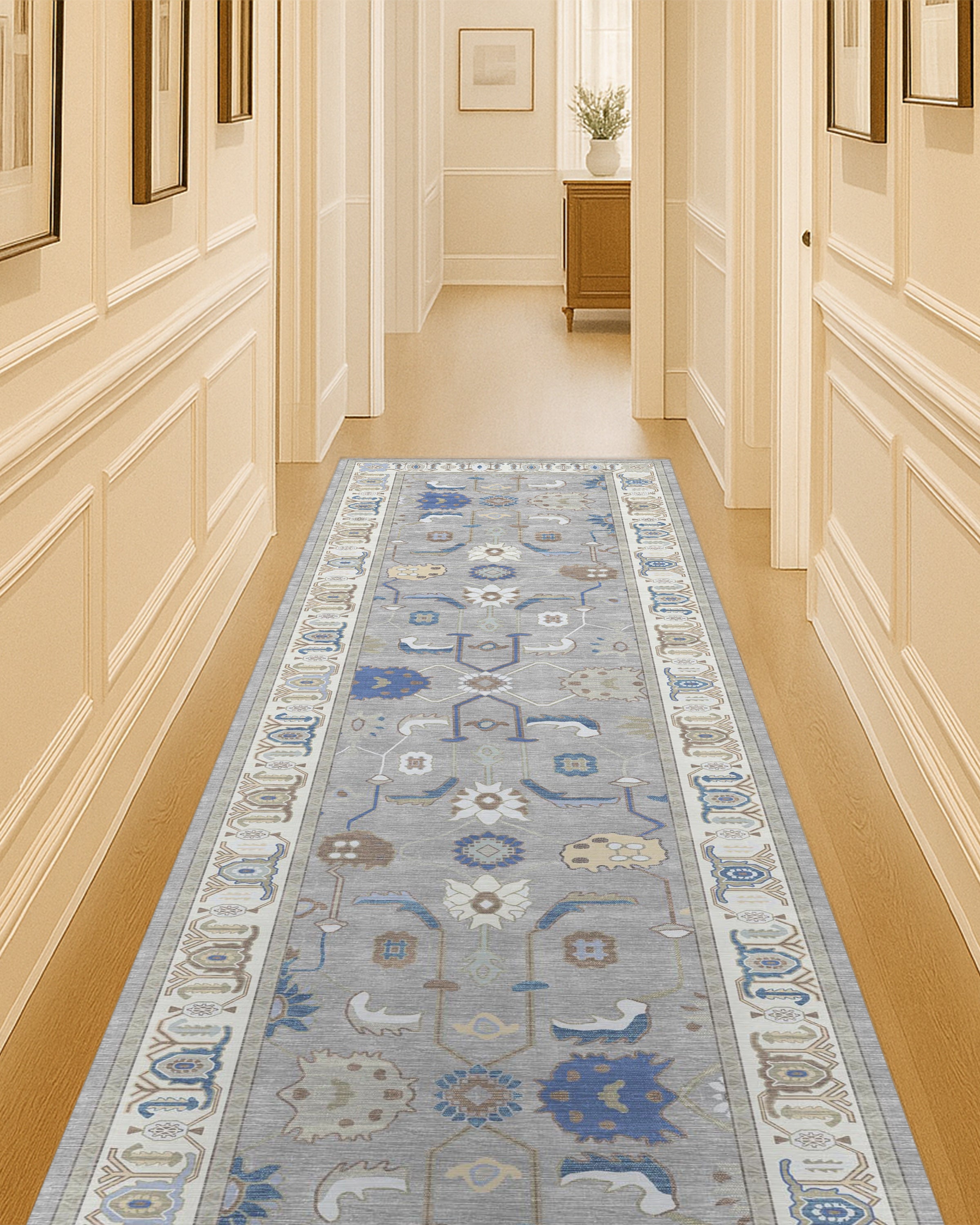 Naila Dark Gray Navy Blue Modern Oushak Rug