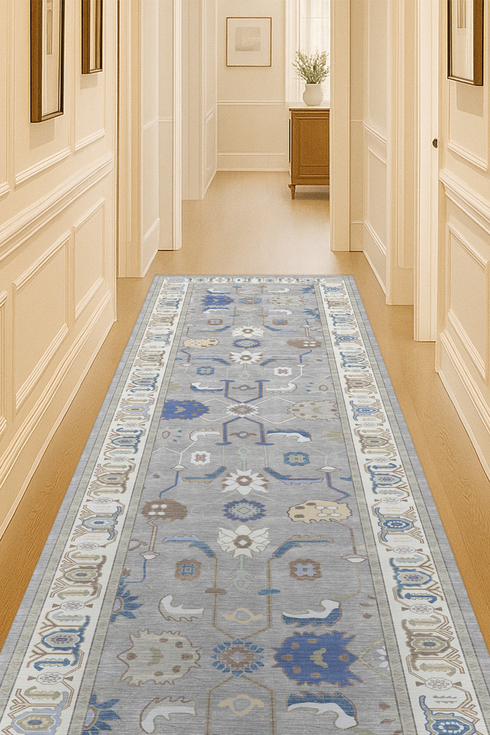 Naila Dark Gray Navy Blue Modern Oushak Rug