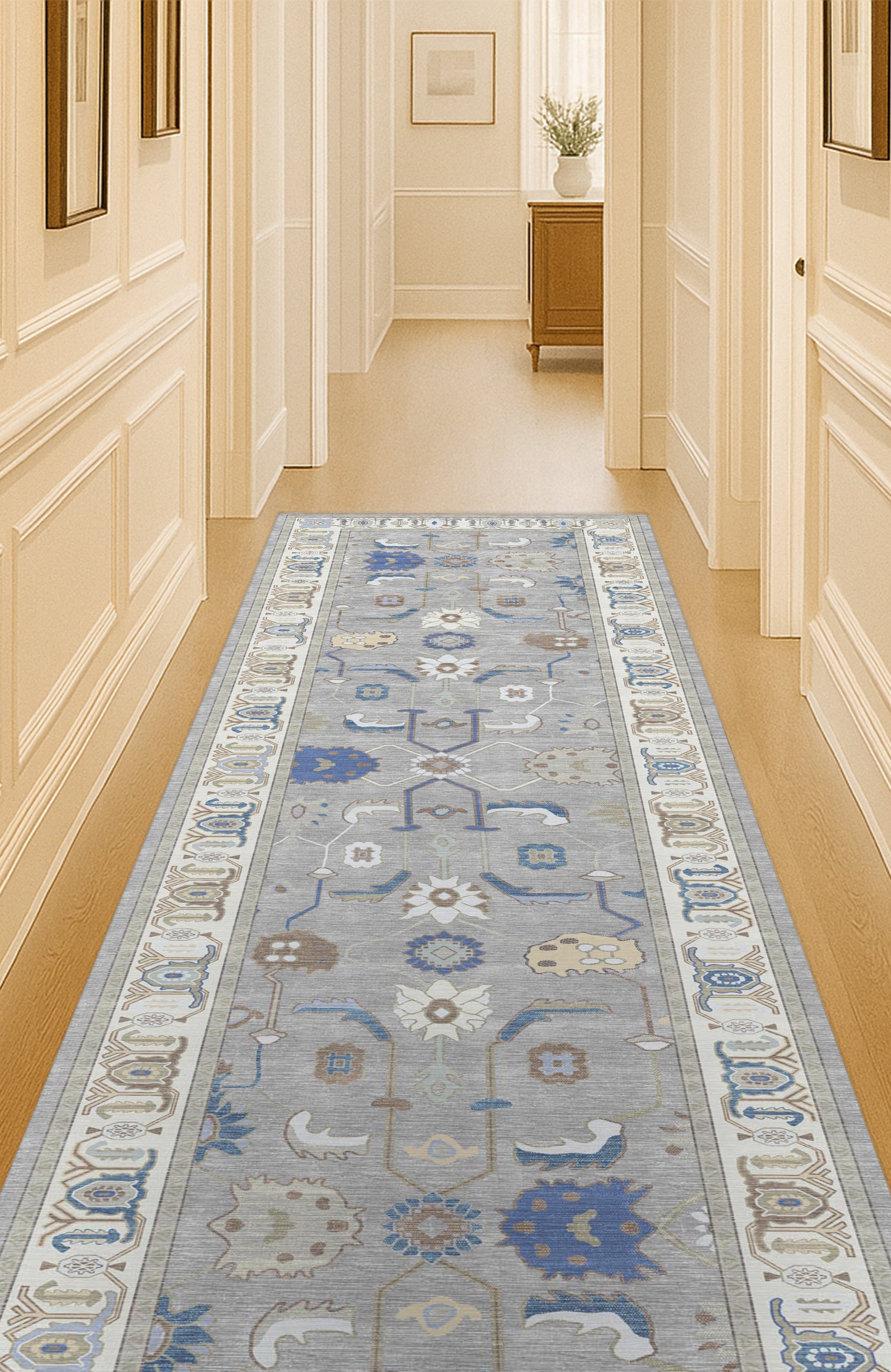 Naila Dark Gray Navy Blue Modern Oushak Rug