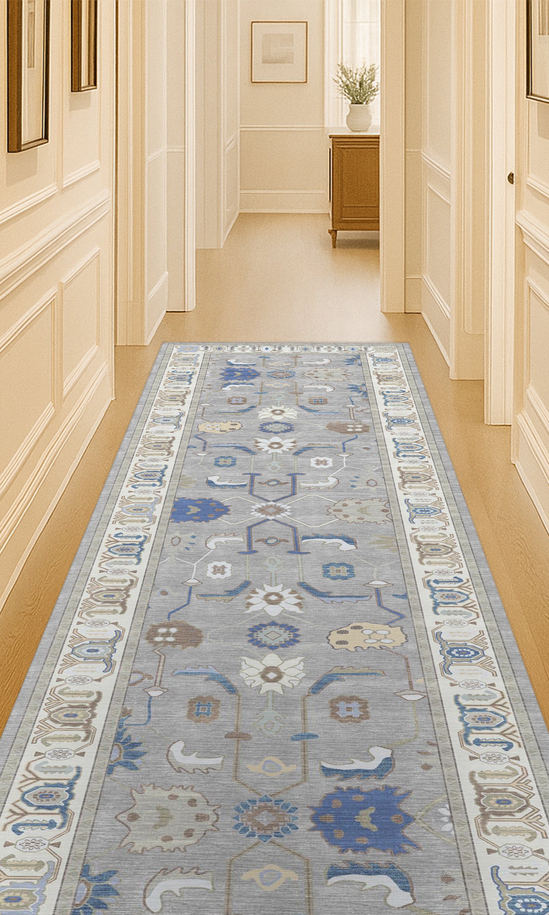 Naila Dark Gray Navy Blue Modern Oushak Rug