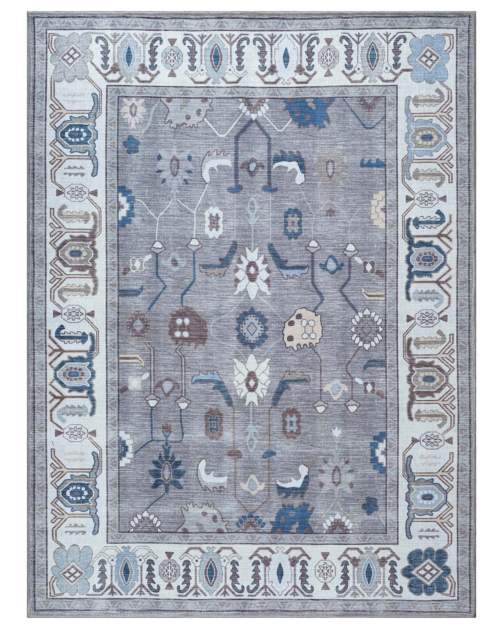 Naila Dark Gray Navy Blue Modern Oushak Rug