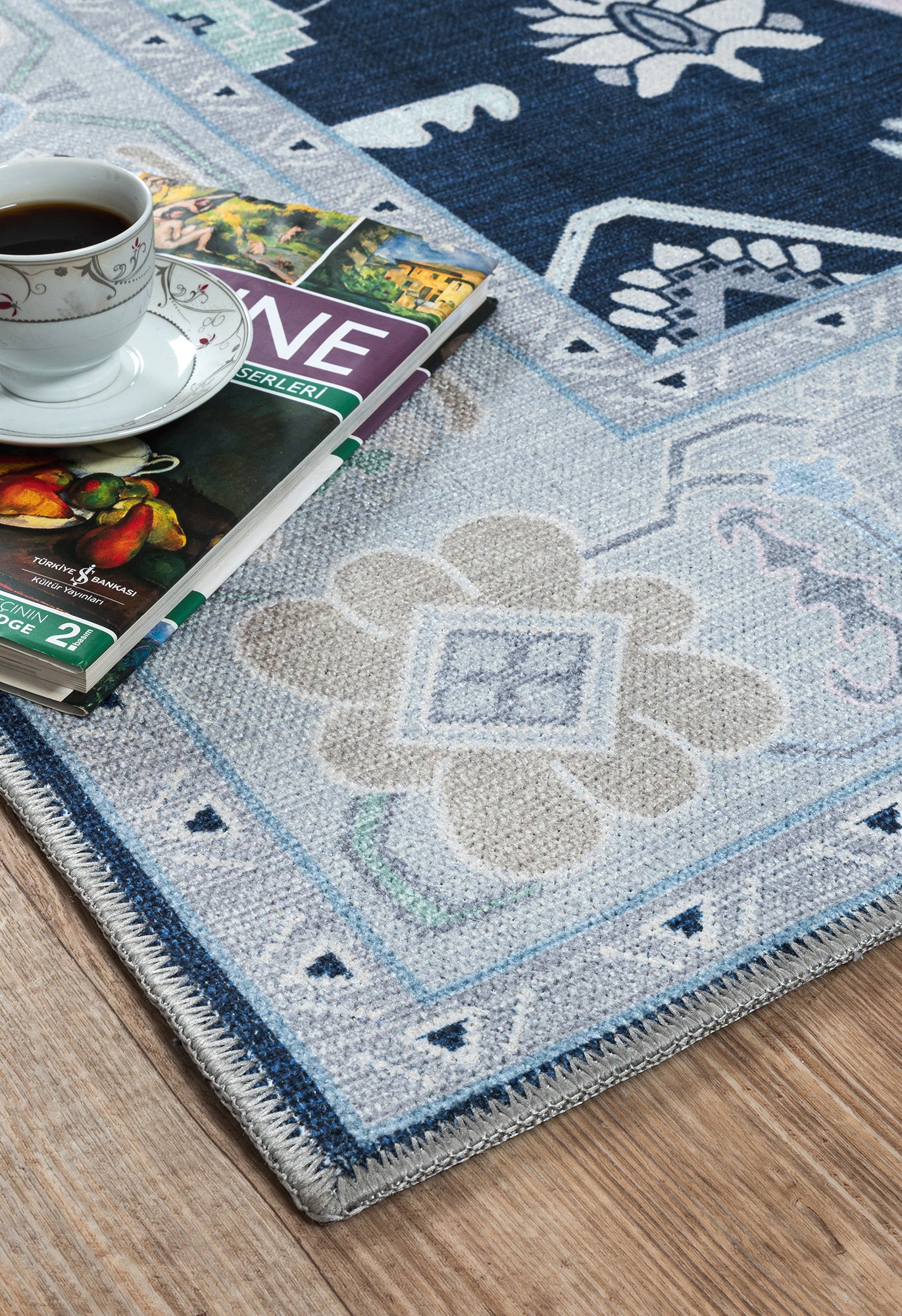 Nurul Navy Blue Modern Oushak Rug
