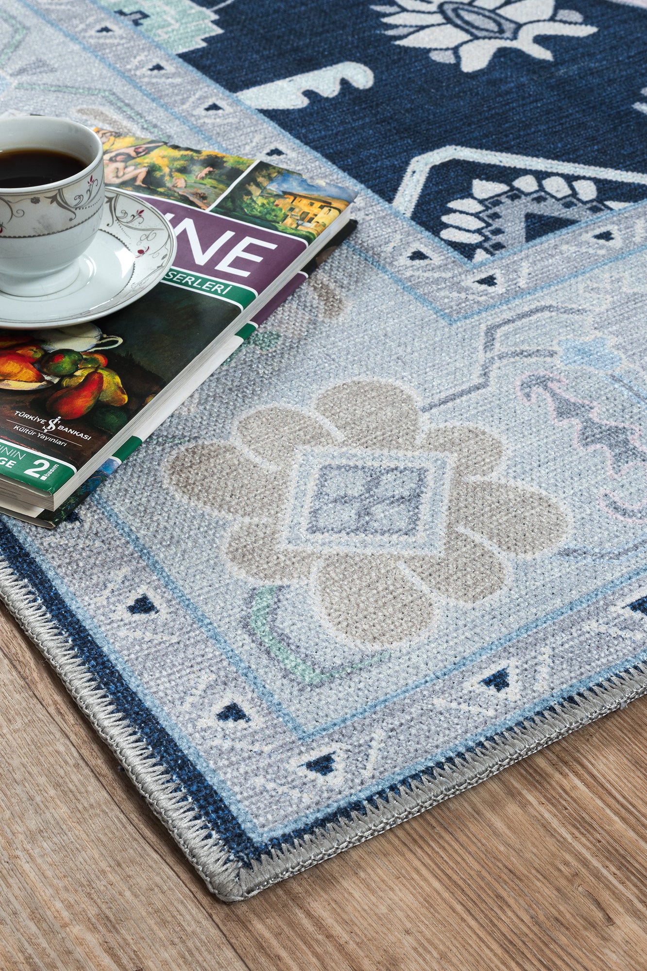 Nurul Navy Blue Modern Oushak Rug