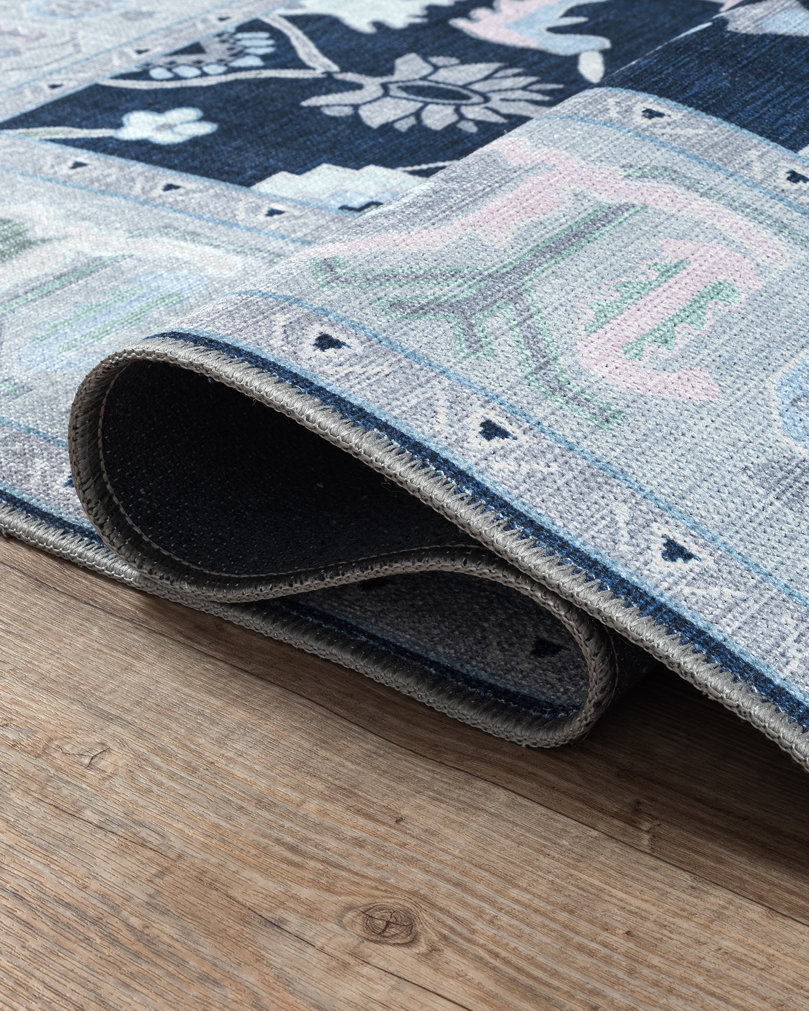 Nurul Navy Blue Modern Oushak Rug