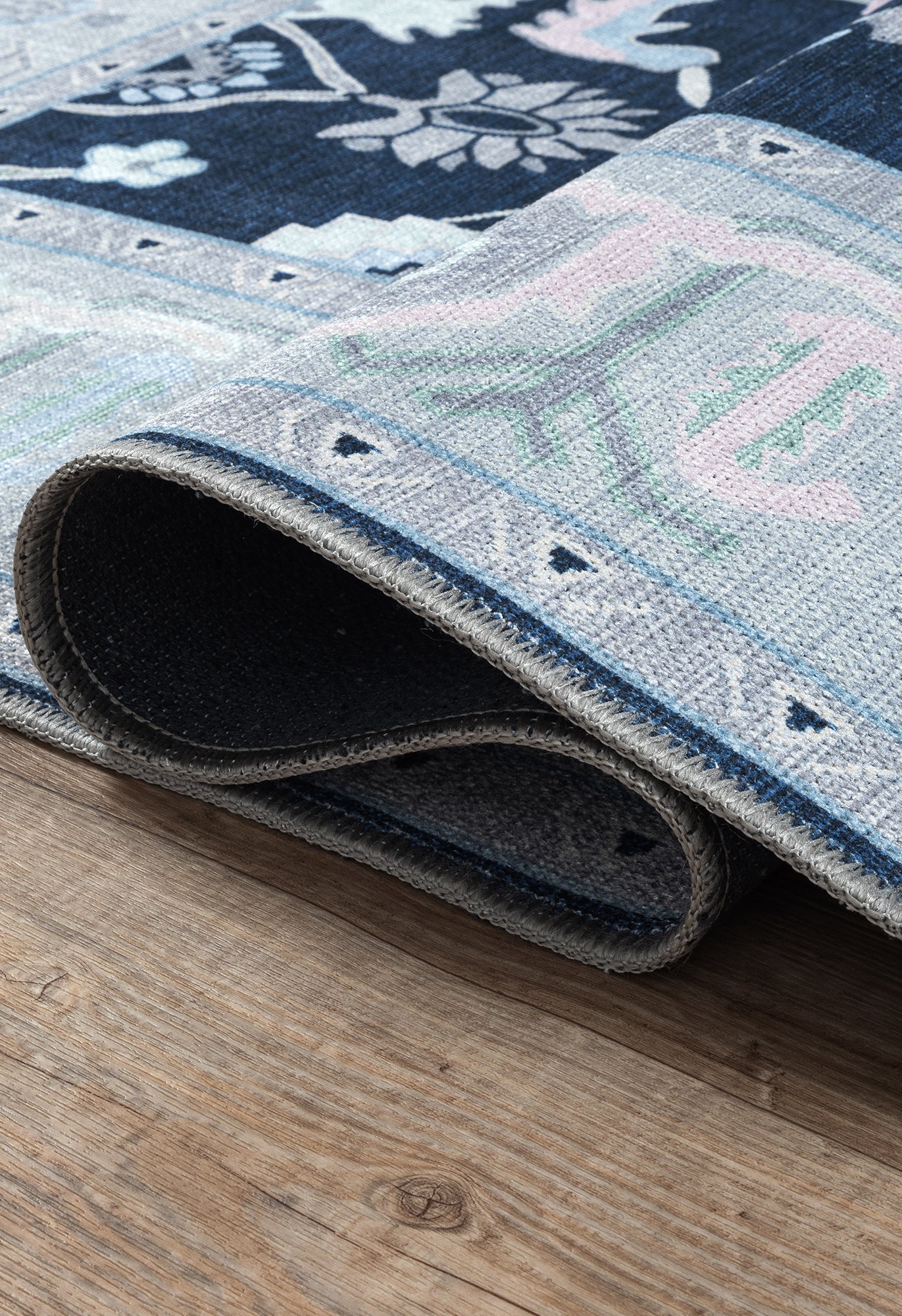 Nurul Navy Blue Modern Oushak Rug