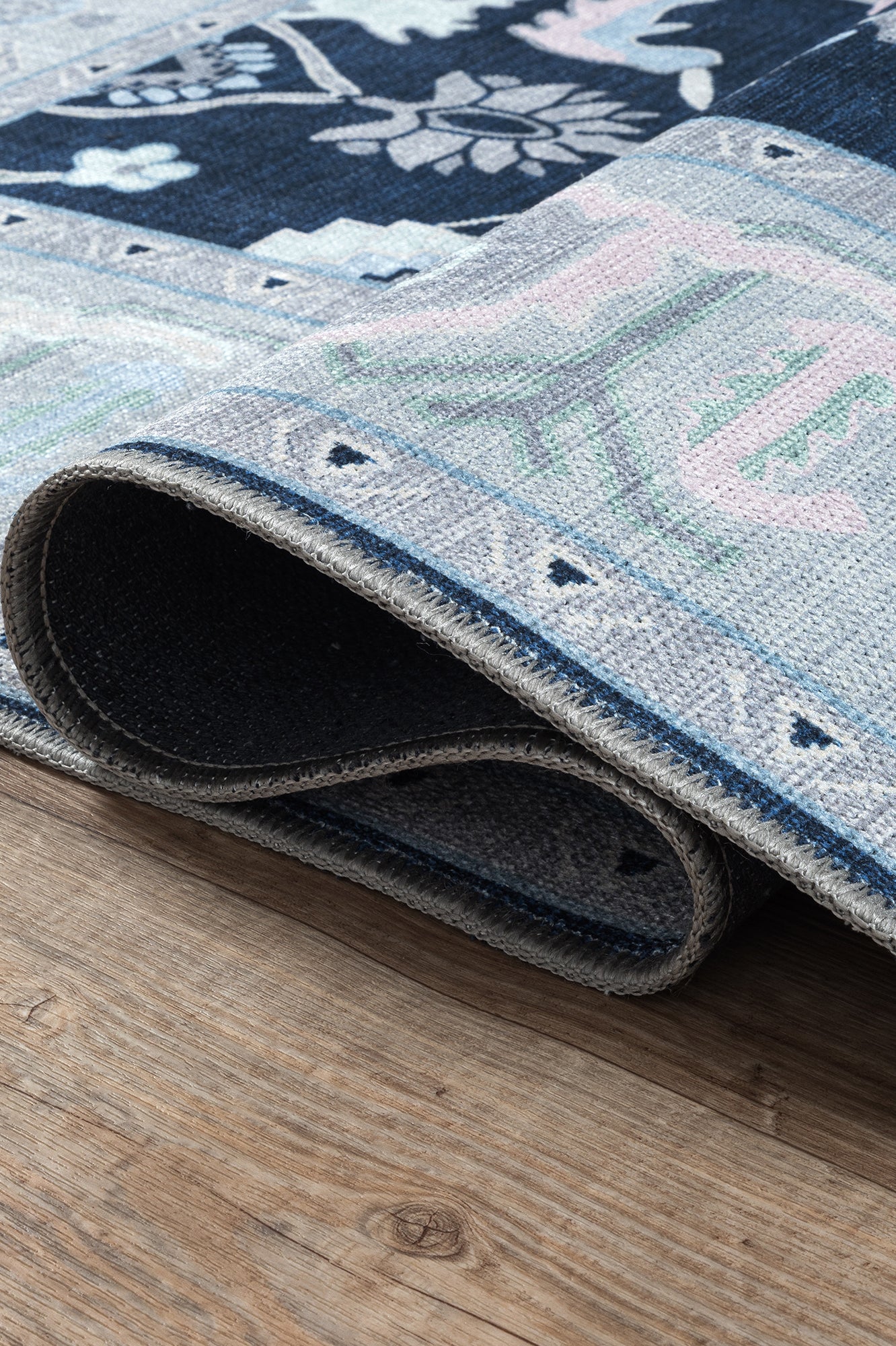 Nurul Navy Blue Modern Oushak Rug