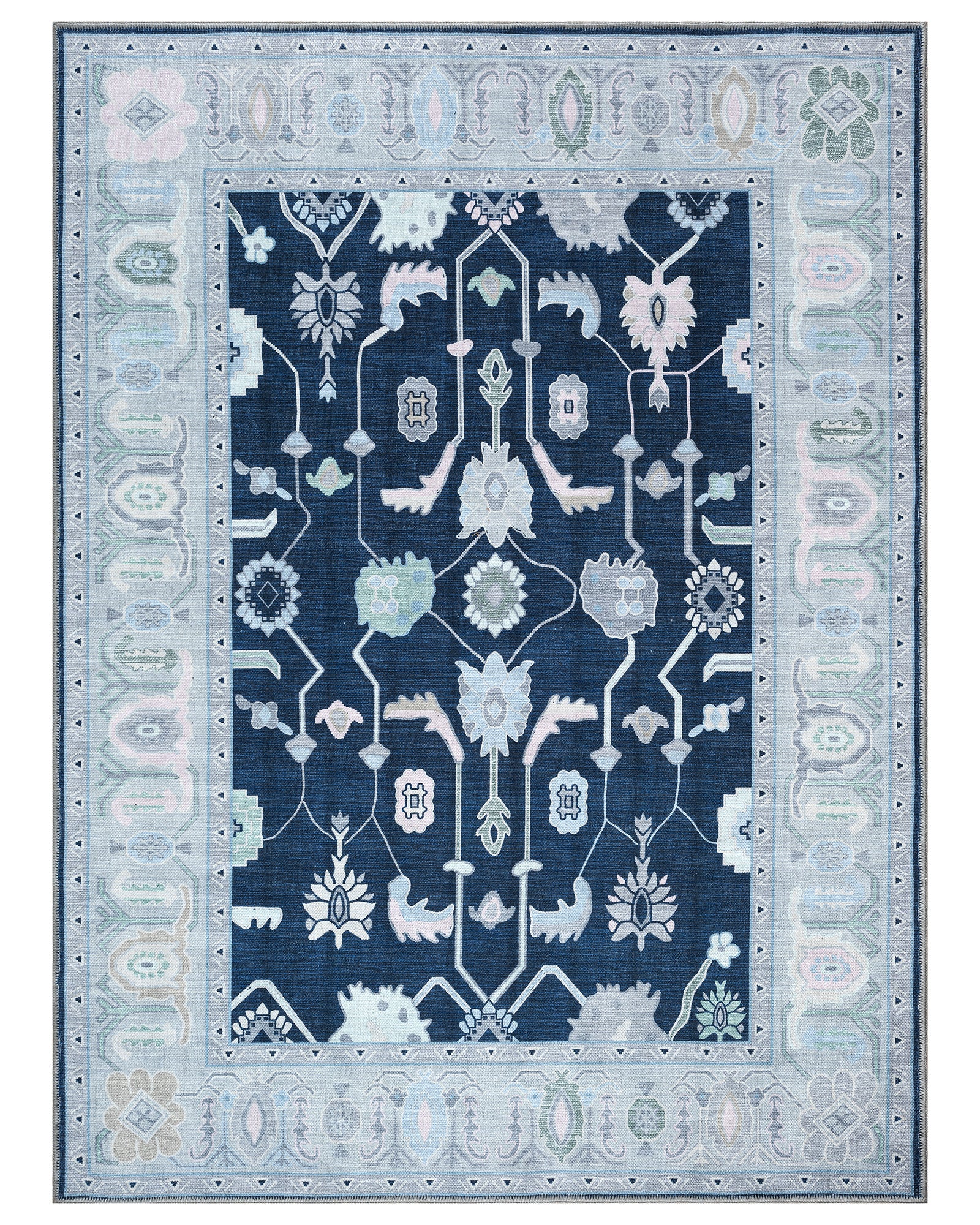 Nurul Navy Blue Modern Oushak Rug