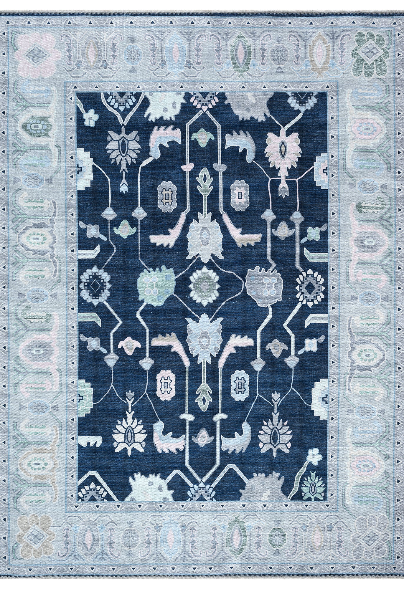 Nurul Navy Blue Modern Oushak Rug
