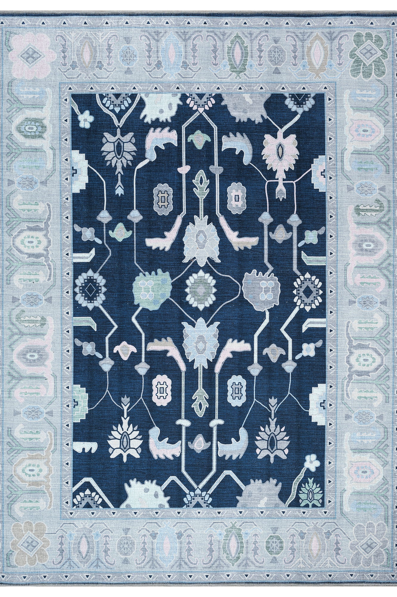 Nurul Navy Blue Modern Oushak Rug