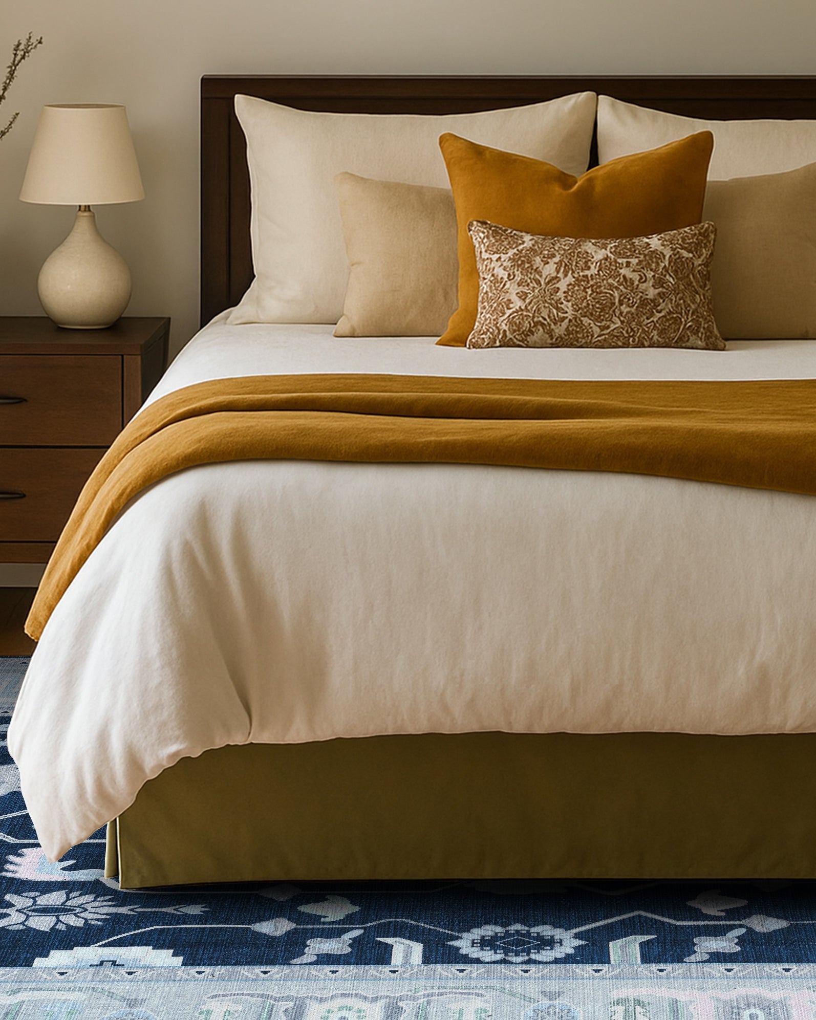 Nurul Navy Blue Modern Oushak Rug