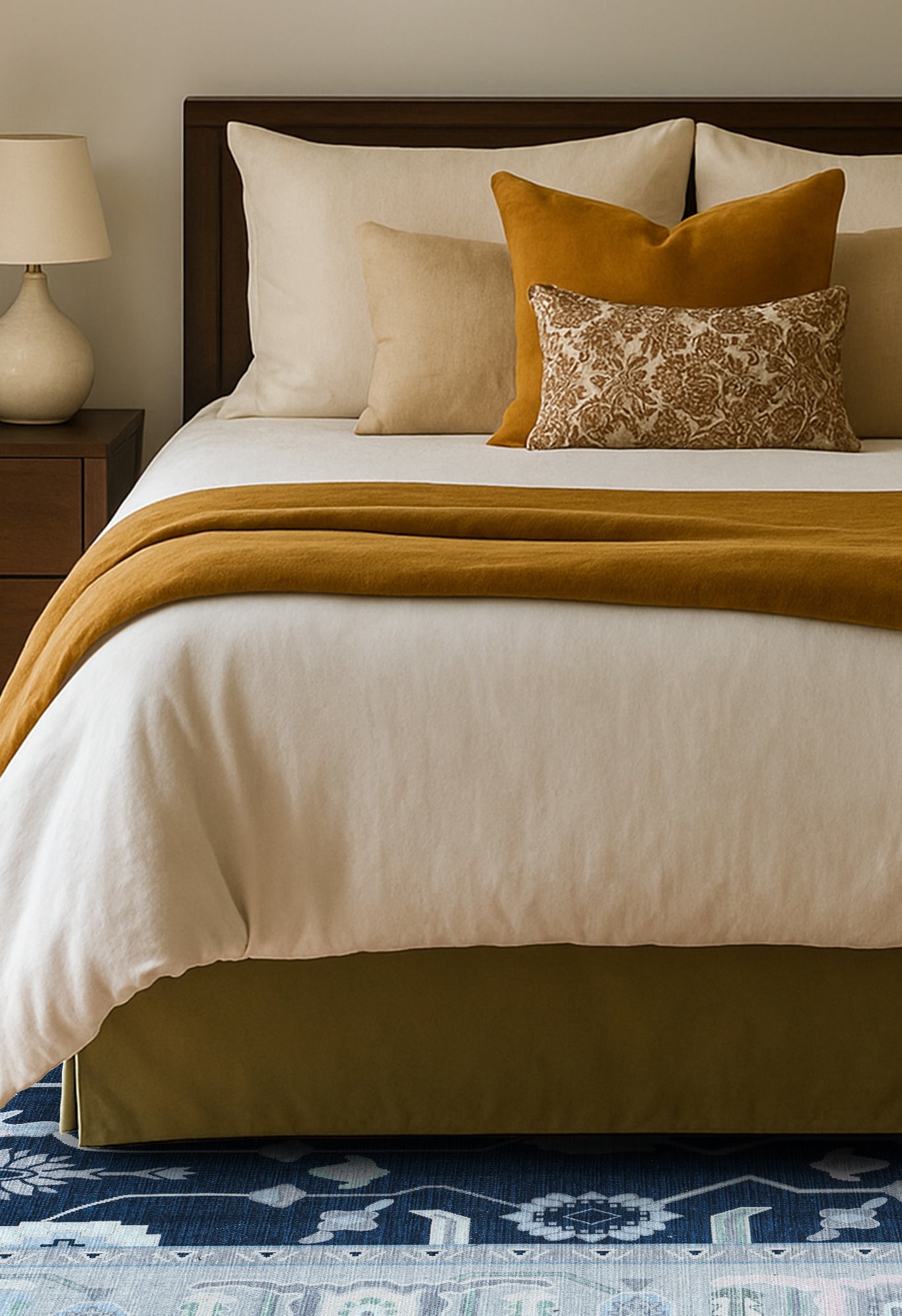 Nurul Navy Blue Modern Oushak Rug