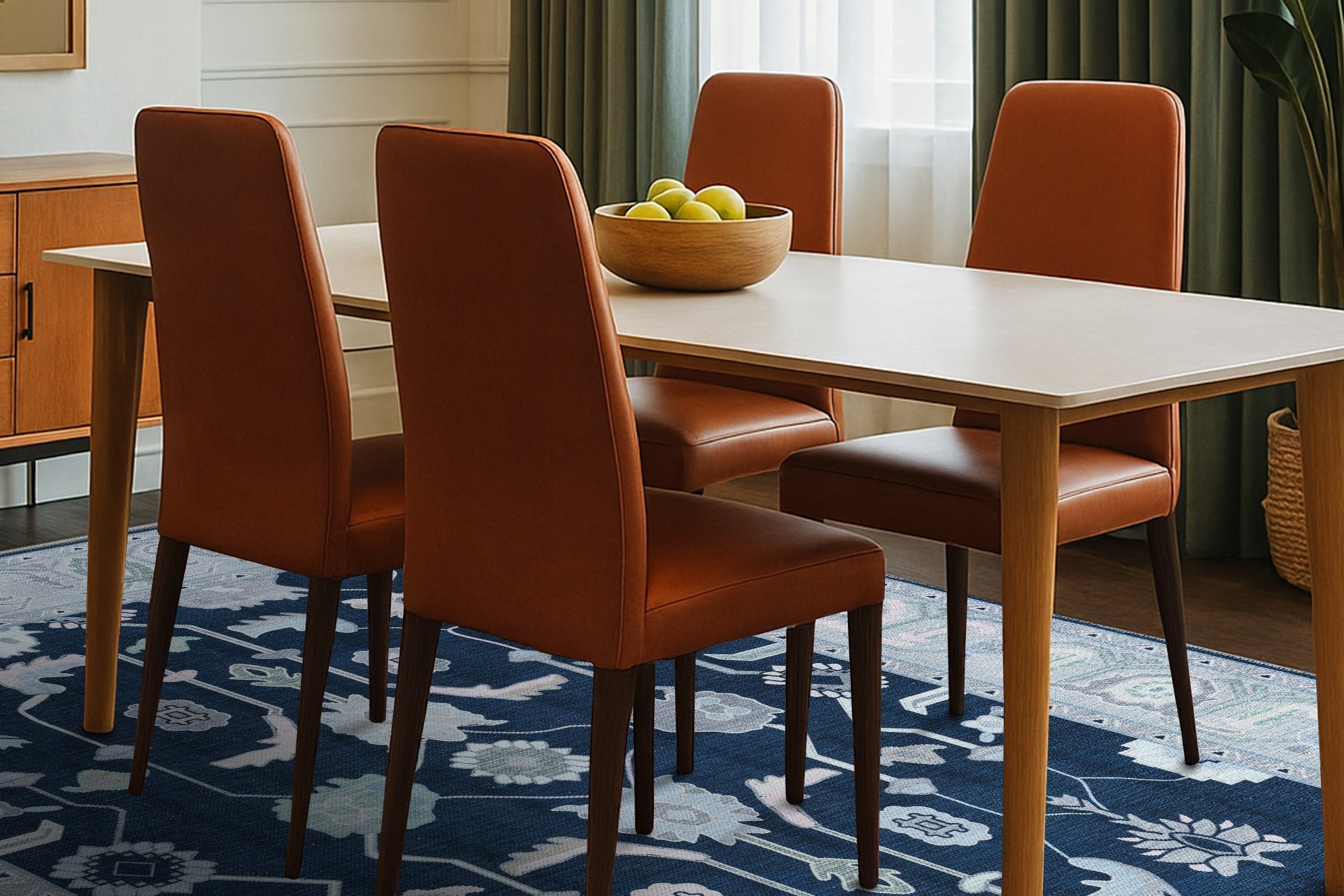 Nurul Navy Blue Modern Oushak Rug