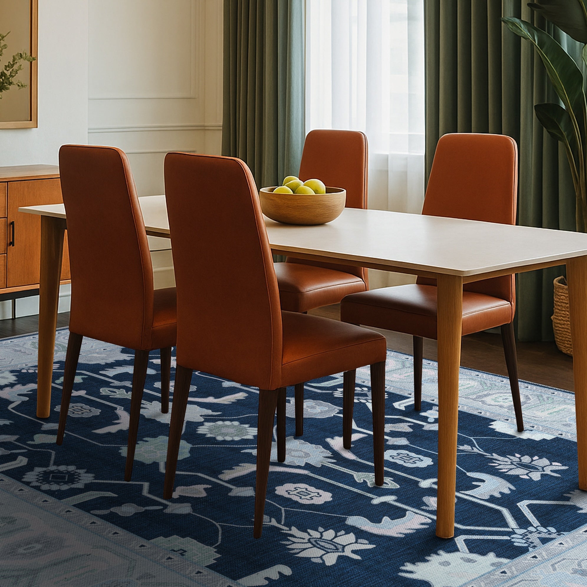 Nurul Navy Blue Modern Oushak Rug