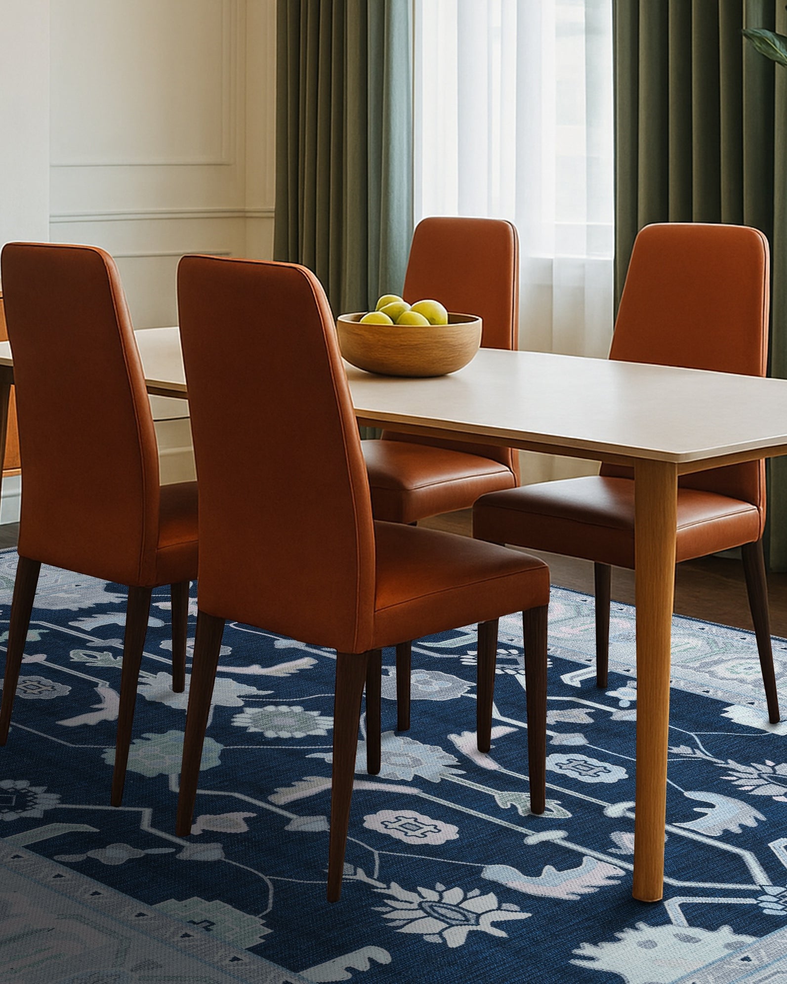 Nurul Navy Blue Modern Oushak Rug