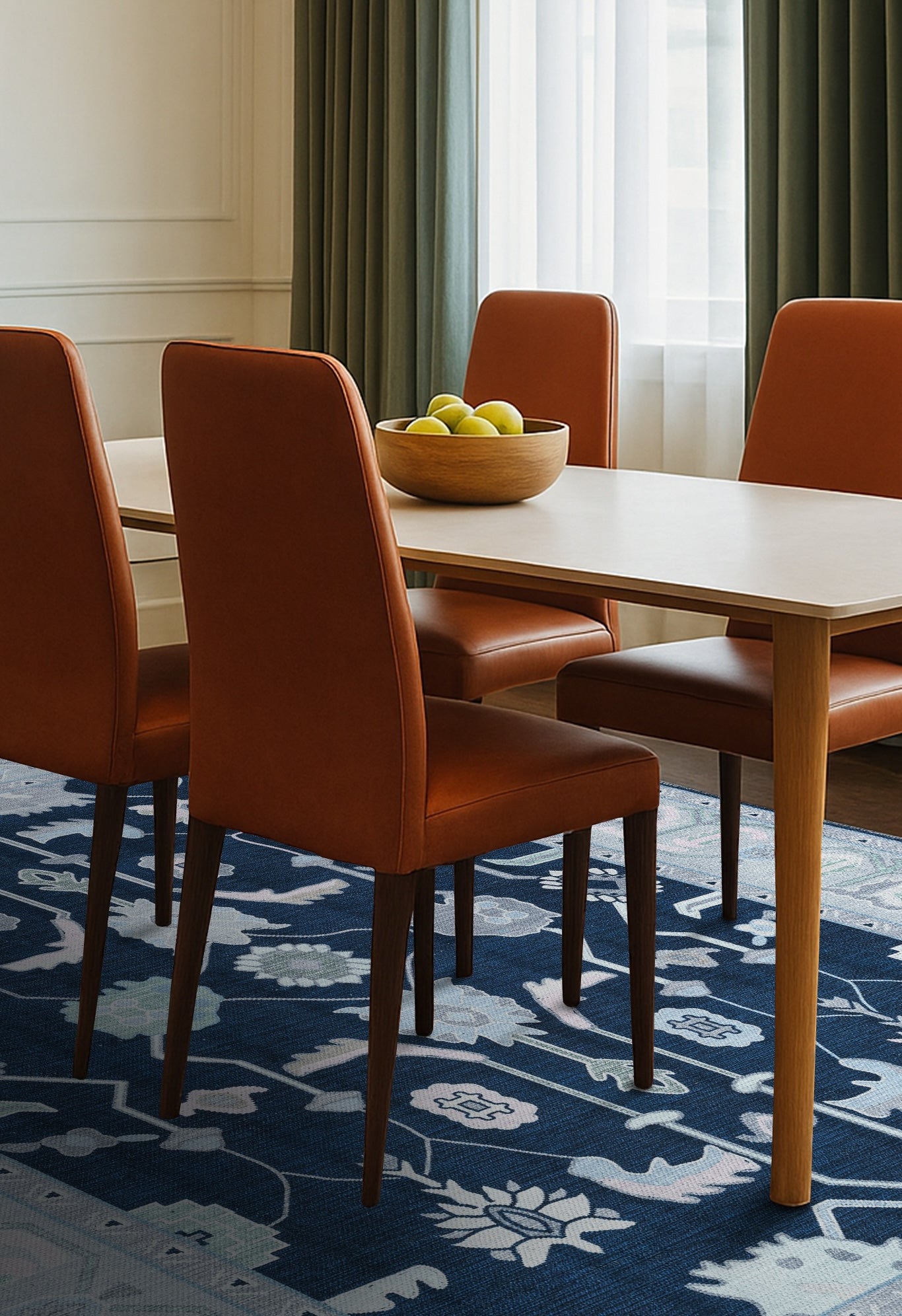 Nurul Navy Blue Modern Oushak Rug