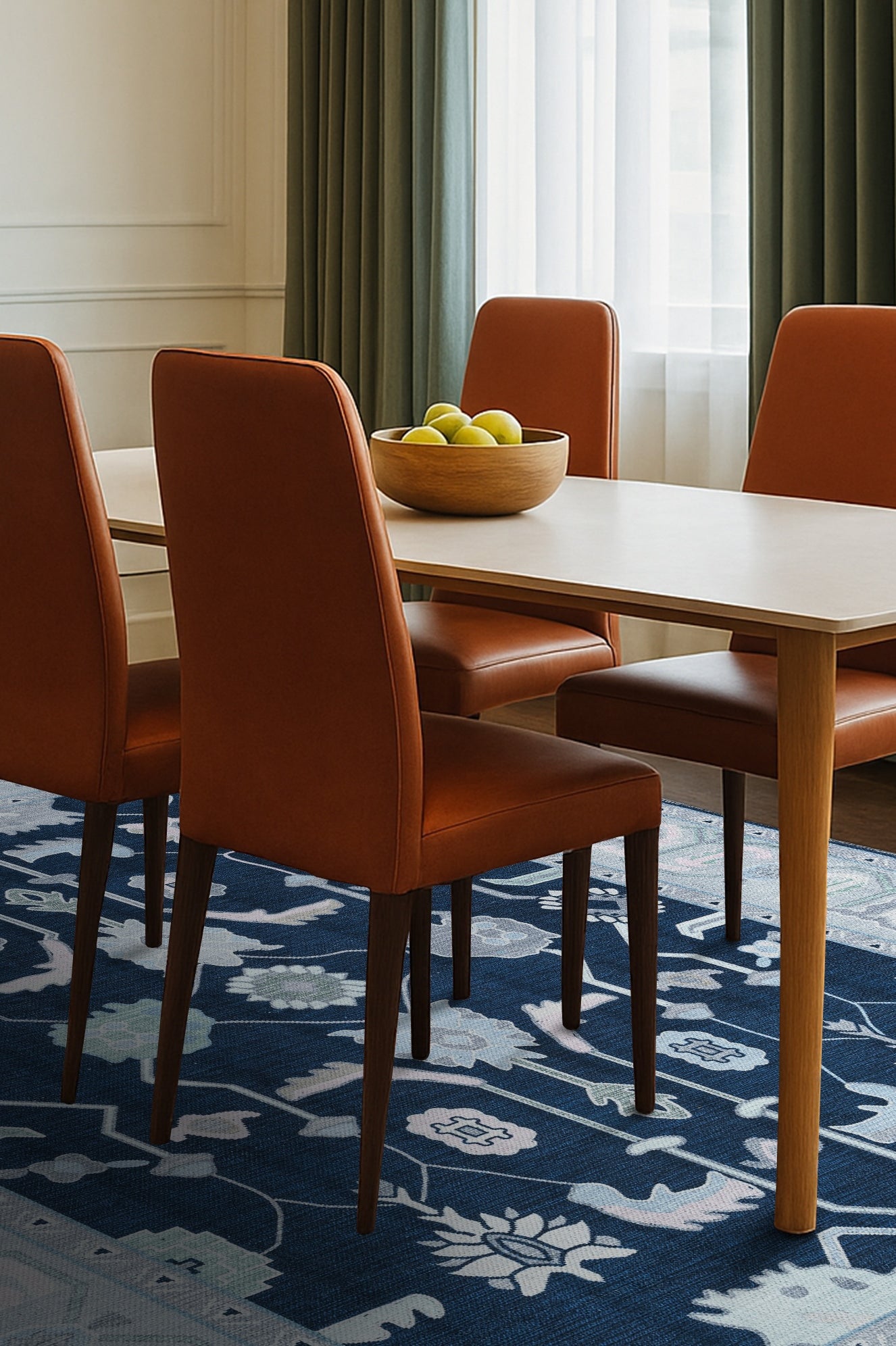 Nurul Navy Blue Modern Oushak Rug