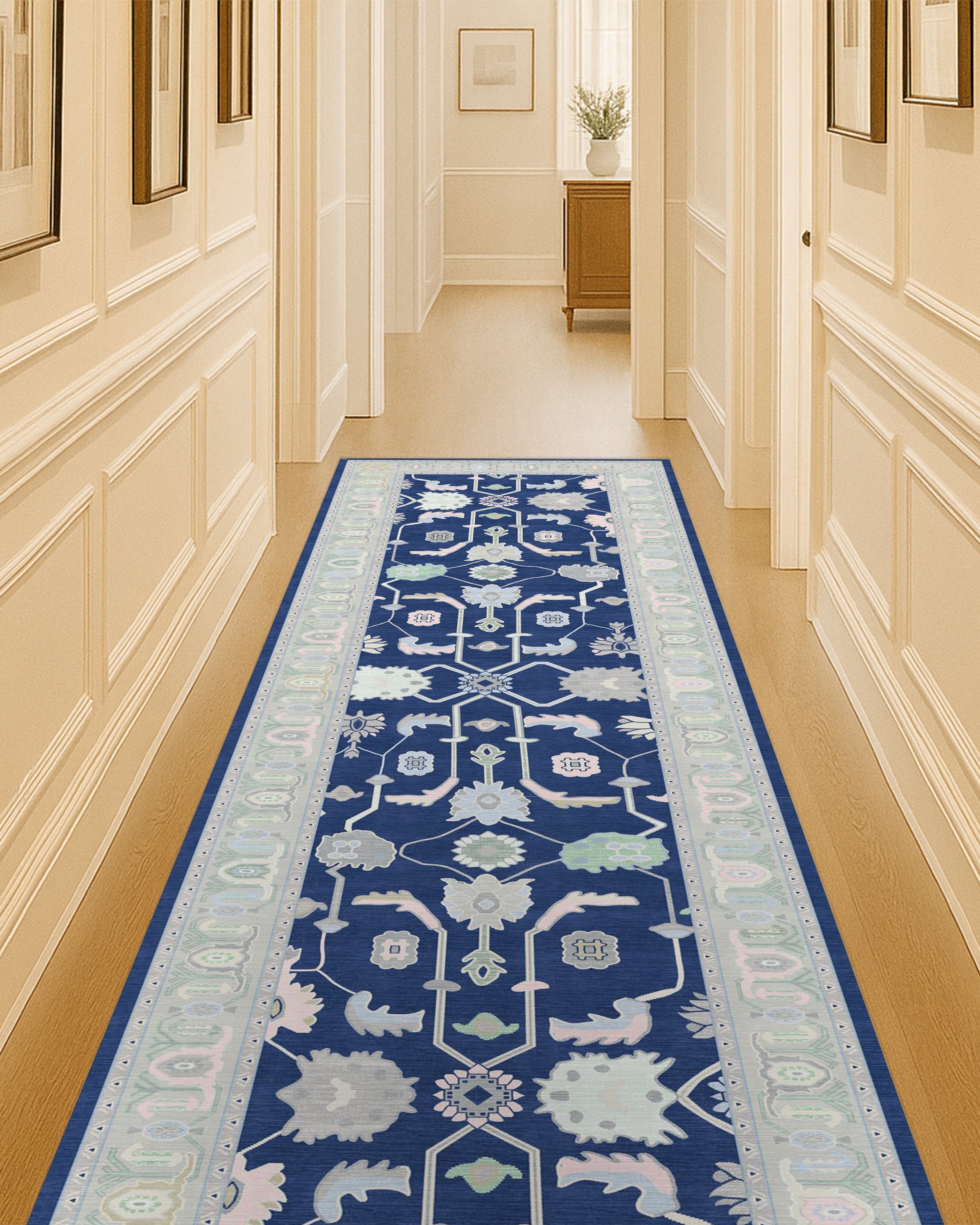 Nurul Navy Blue Modern Oushak Rug
