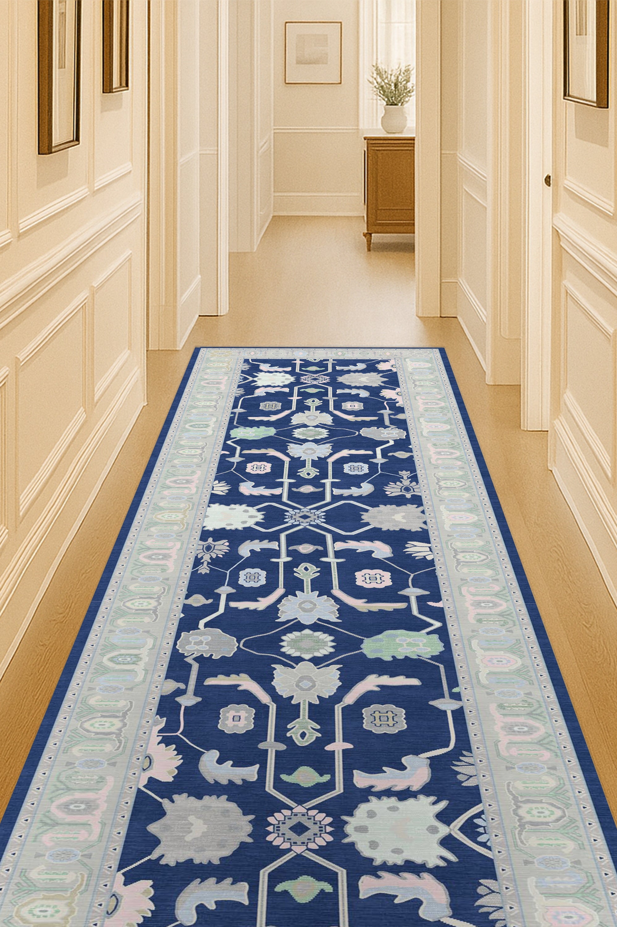 Nurul Navy Blue Modern Oushak Rug