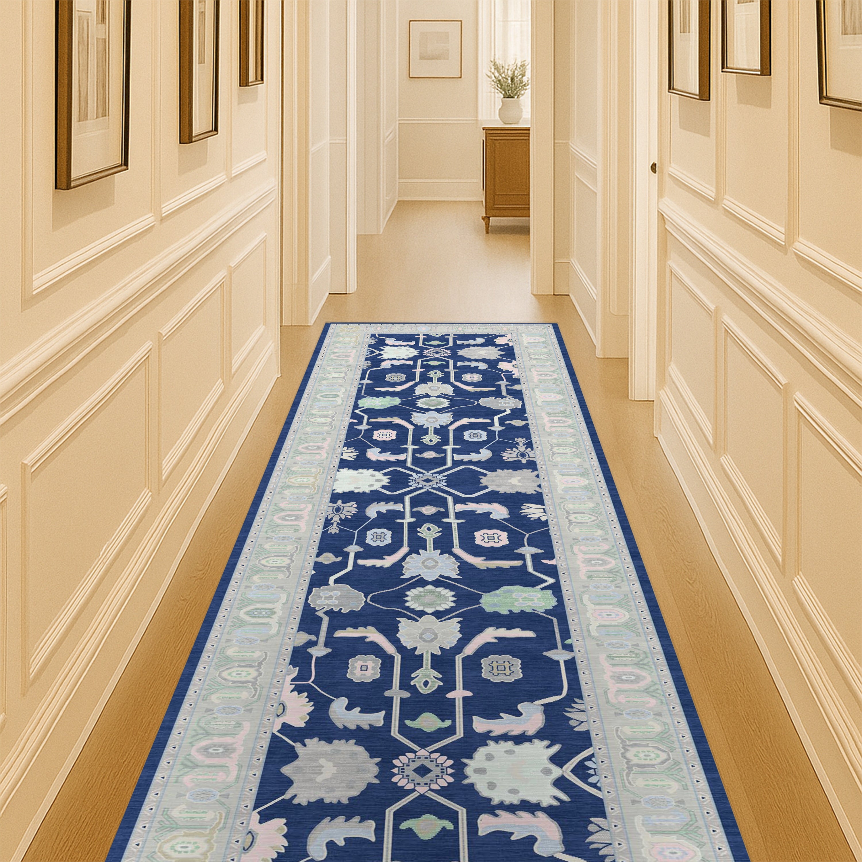 Nurul Navy Blue Modern Oushak Rug